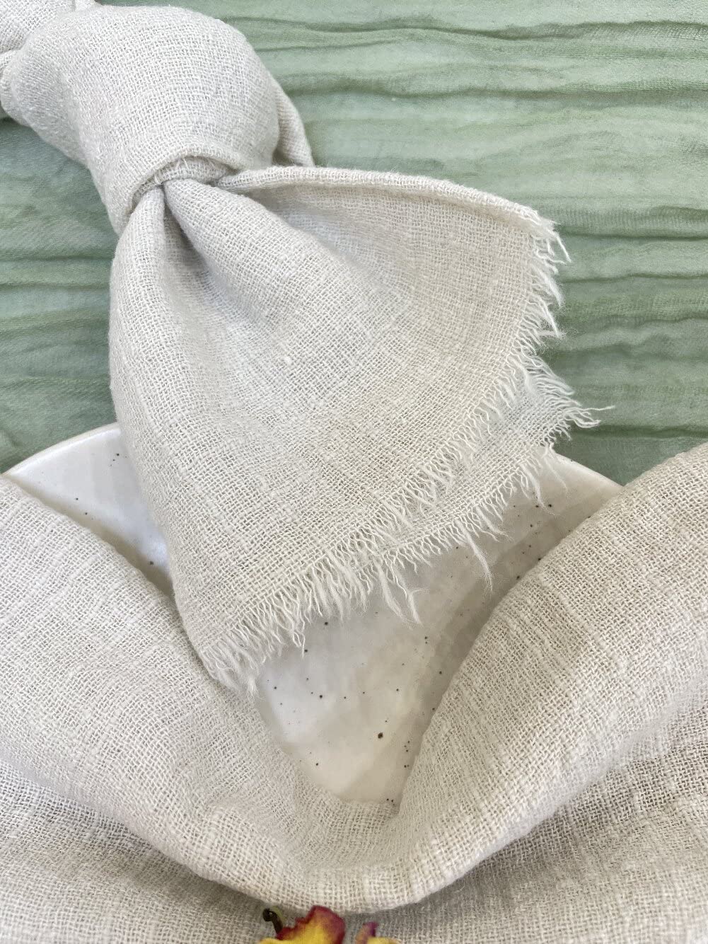 Cheesecloth Napkin Ivory Set of 6pcs 16.5x16.5 inches with Fringe Cotton Line Napkin Bulk for Wedding Birthday Baby Shower Dinner Decorations (6pcs Ivory) - Image 8
