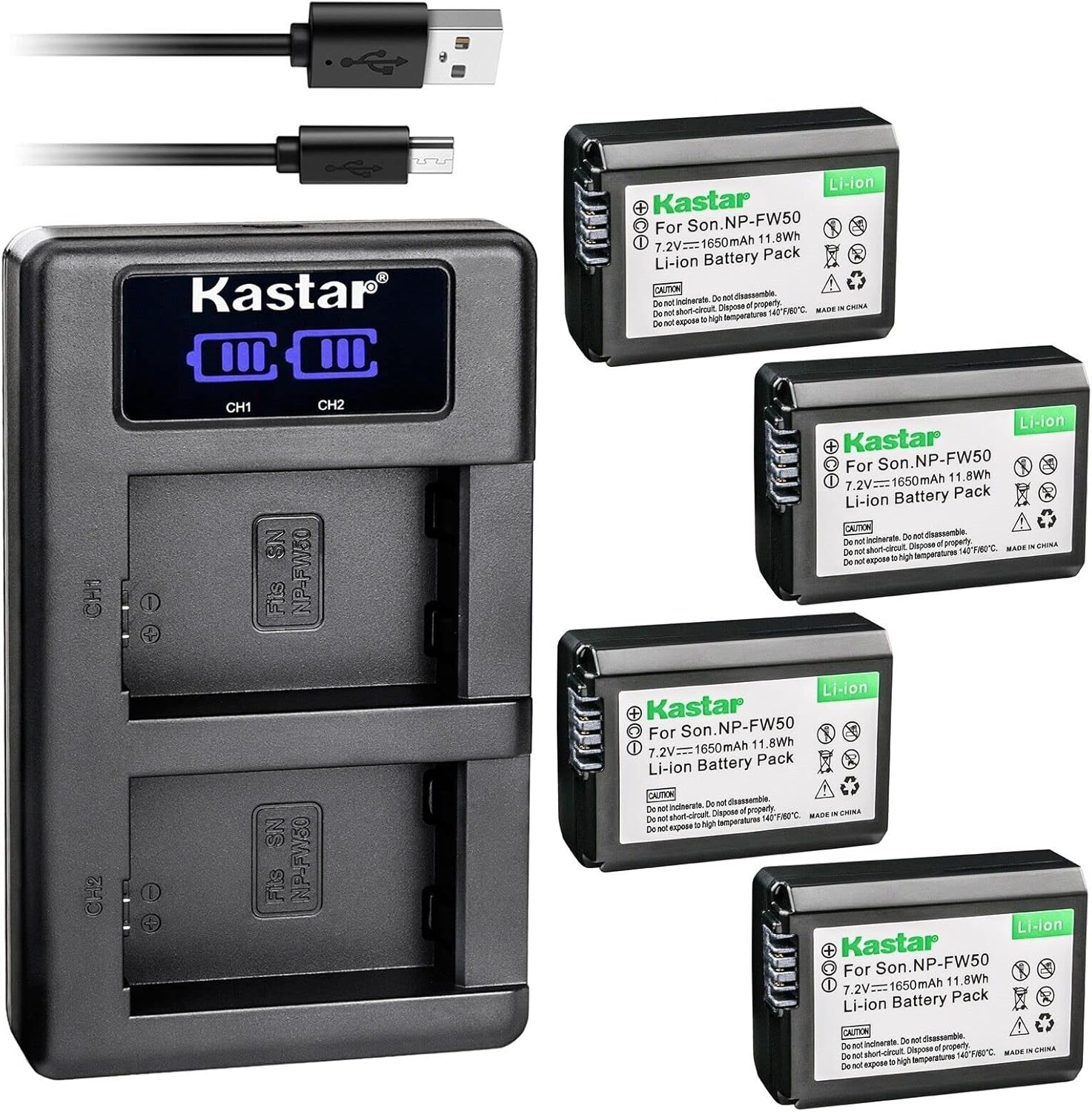 1 Charger + 4 Batteries