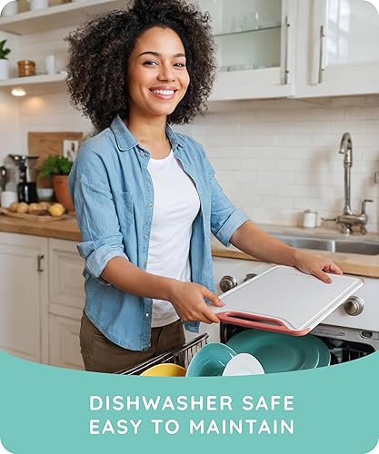 Vista 5 de Juego de 3 tablas de cortar de plástico para cocina, tablas de cortar aptas para lavavajillas con ranuras para jugos para carne, verduras, mango