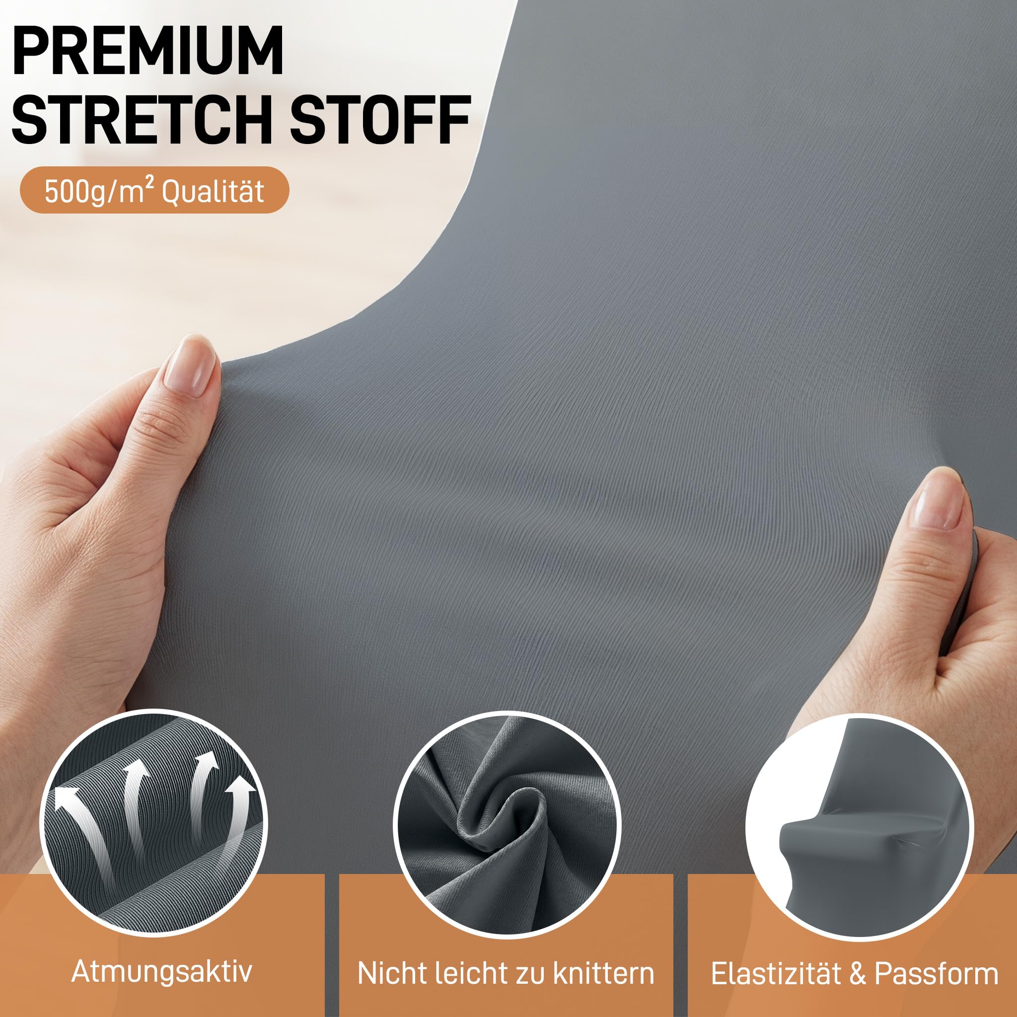 AufuN Stuhlhussen Stretch 50 Stück Elastische Stuhlbezüge für Bankettstühle ohne Armlehne Universell Moderne Stuhl Husse Abnehmbarer Waschbarer, Ideal für Hochzeit, Party, Gastronomie, Grau