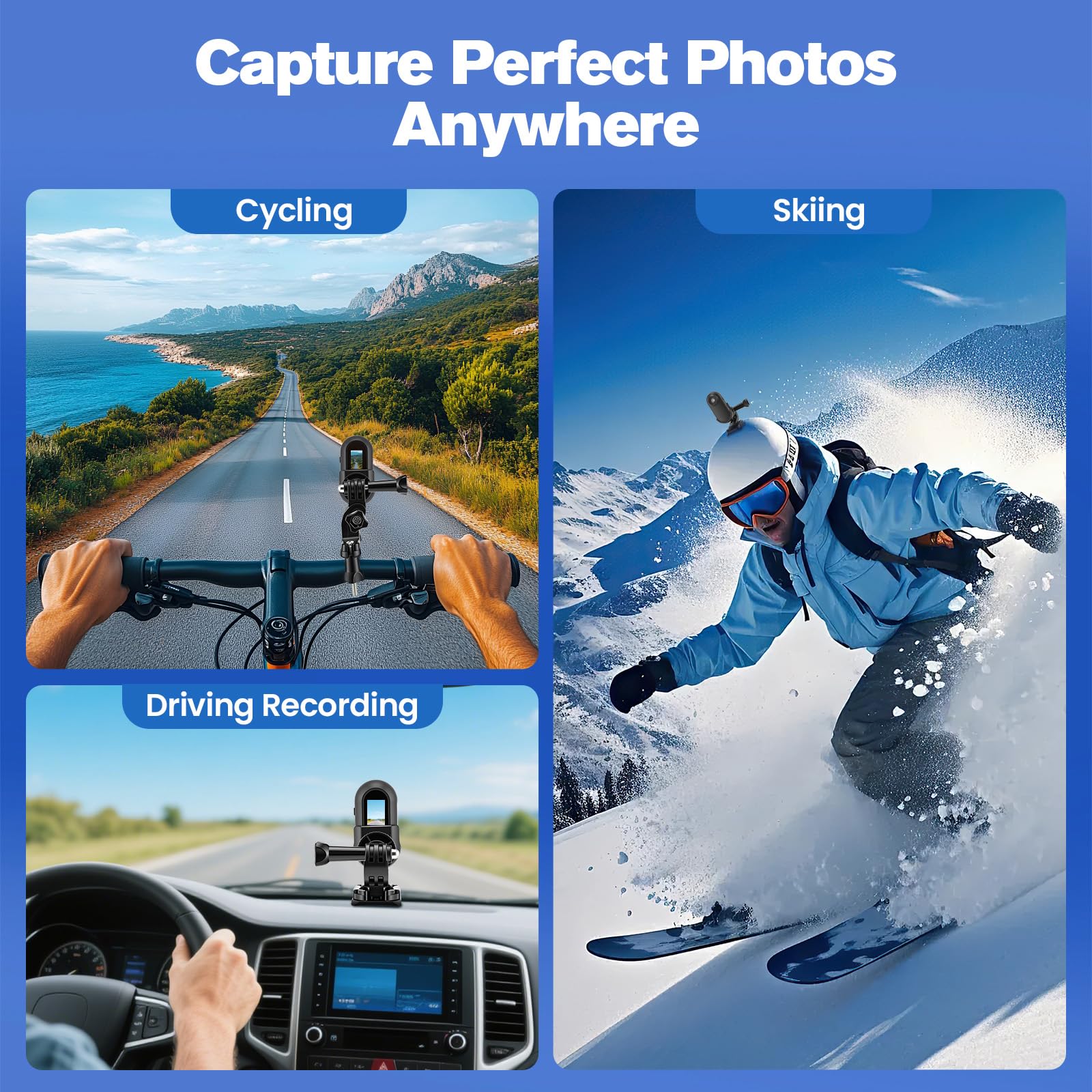 1080P Mini Körperkamera mit Akku-Case & 128GB, Helmkamera Motorrad POV Kamera für Fahrrad, Ski, Outdoor Abenteuer & Geschenk für Damen und Herren(Schwarz)