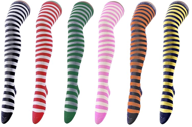 Womens Long Striped Socks over Knee Thigh High Socks Stocking - One Size - 6xtjw-1