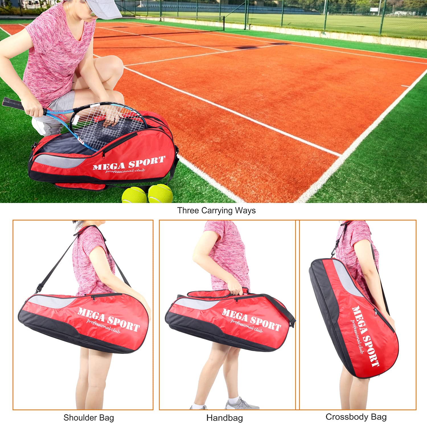 Sac De Raquettes De Tennis/badminton - Tissu Oxford 600D - Sangle Réglable - Protection Anti-rayures - Pour Adulte - 8