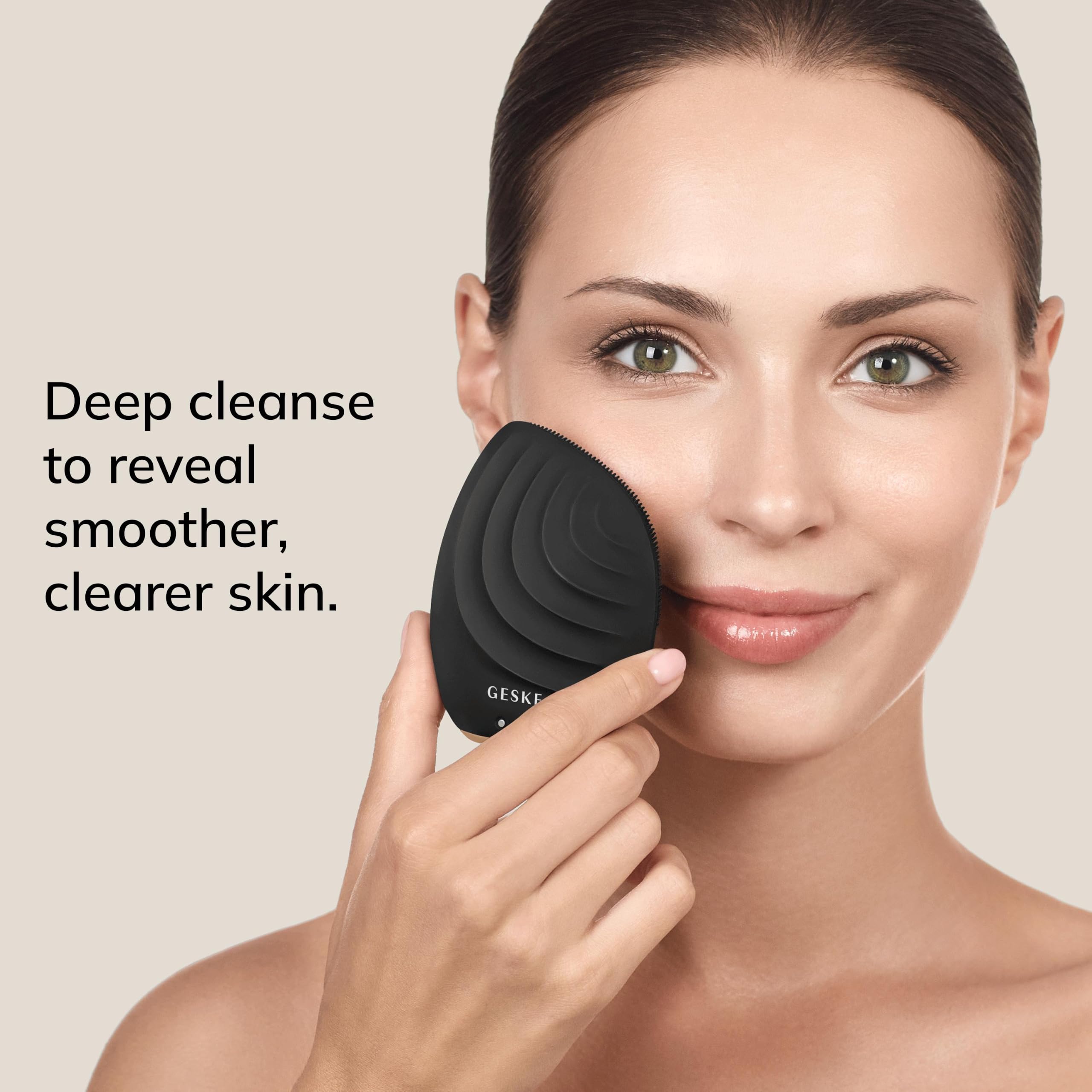 GESKE SmartAppGuided™ Cepillo facial sónico 5 en 1 | Cepillo de limpieza facial eléctrico vibrador | Cepillo de silicona suave | Limpiador facial profesional | Limpiador y exfoliante de piel |