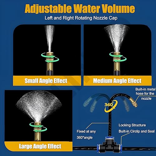 Miniatura 5 de Sistema de riego automático de refrigeración por niebla, sistema de nebulización de 65.6 pies a 164 pies, juego de equipo de riego automático con