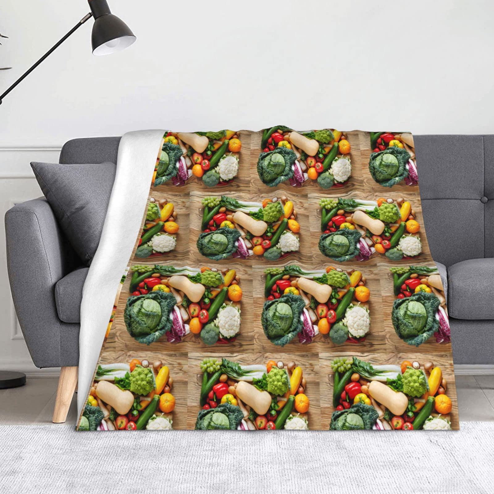 Couverture polaire légère finis les frissons plaid doux fruits légumes pour canapé
