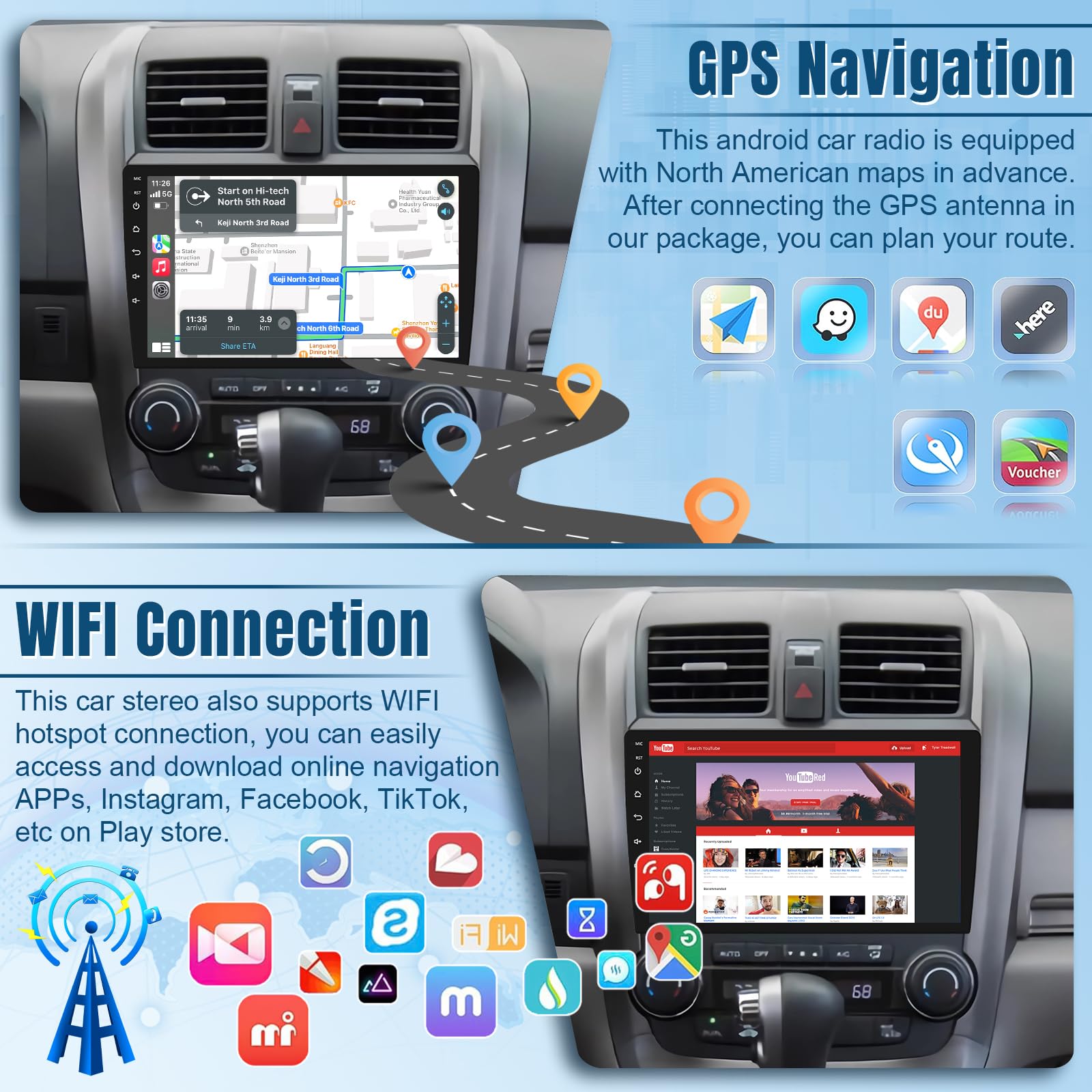 Amazon.com: Naifay Android 12 Car Stereo Double Din Car Radio with