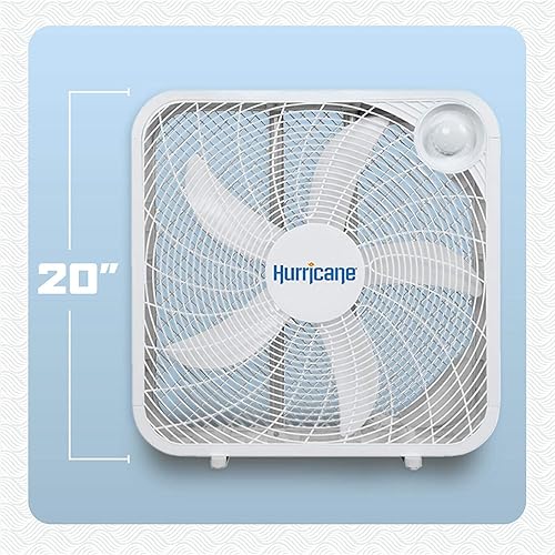 Miniatura 2 de Ventilador de piso clásico Hurricane, ventilador de montaje en caja con 3 velocidades silenciosas, blanco, 20" - Unidad de enfriamiento de aire