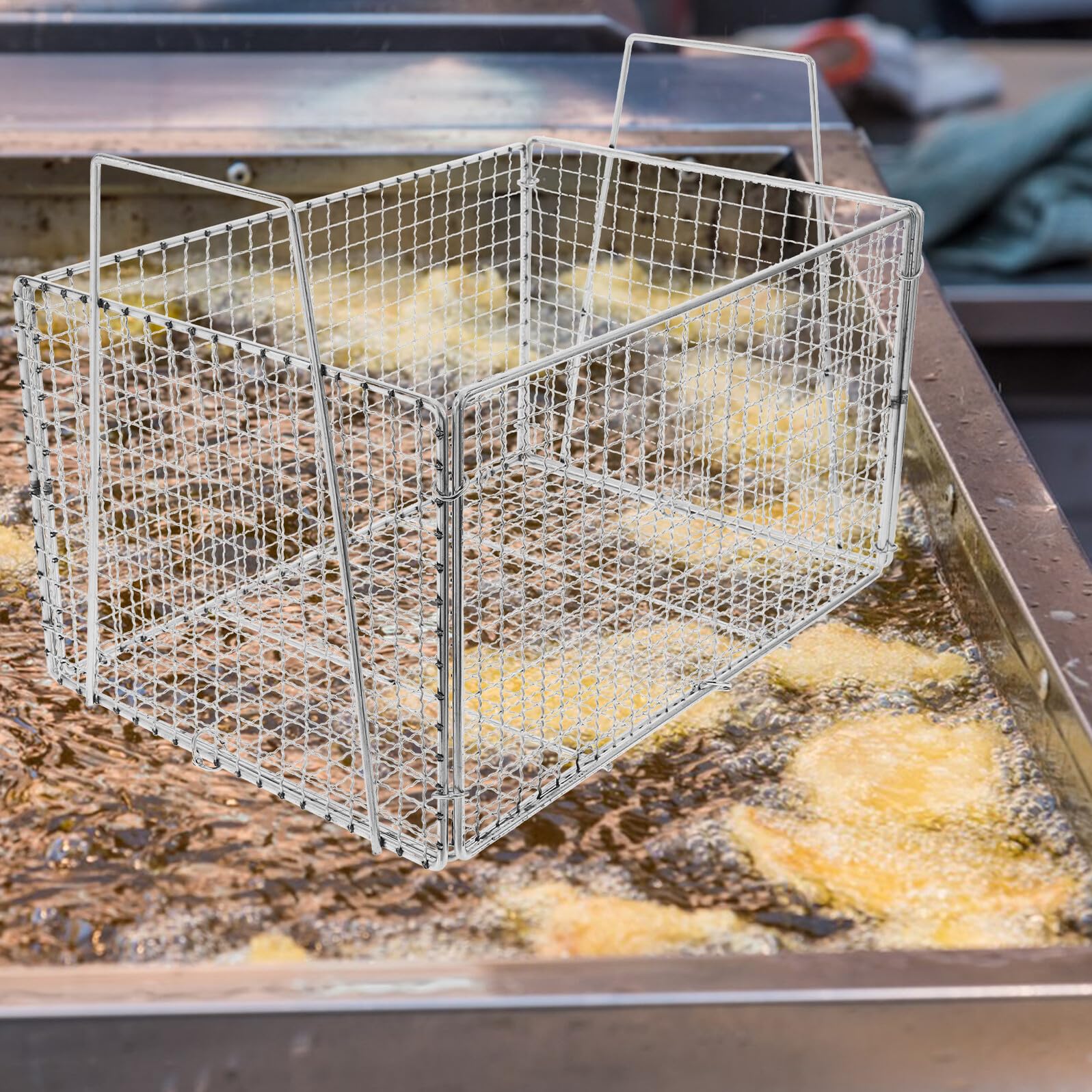 BESPORTBLE Cestello per Friggere Pieghevole in Acciaio Inox, Cestino Porta-patatine e Scolapasta Multifunzione per Filtraggio Olio e Lavaggio Verdure, Colino da Cucina Piccolo per Uso