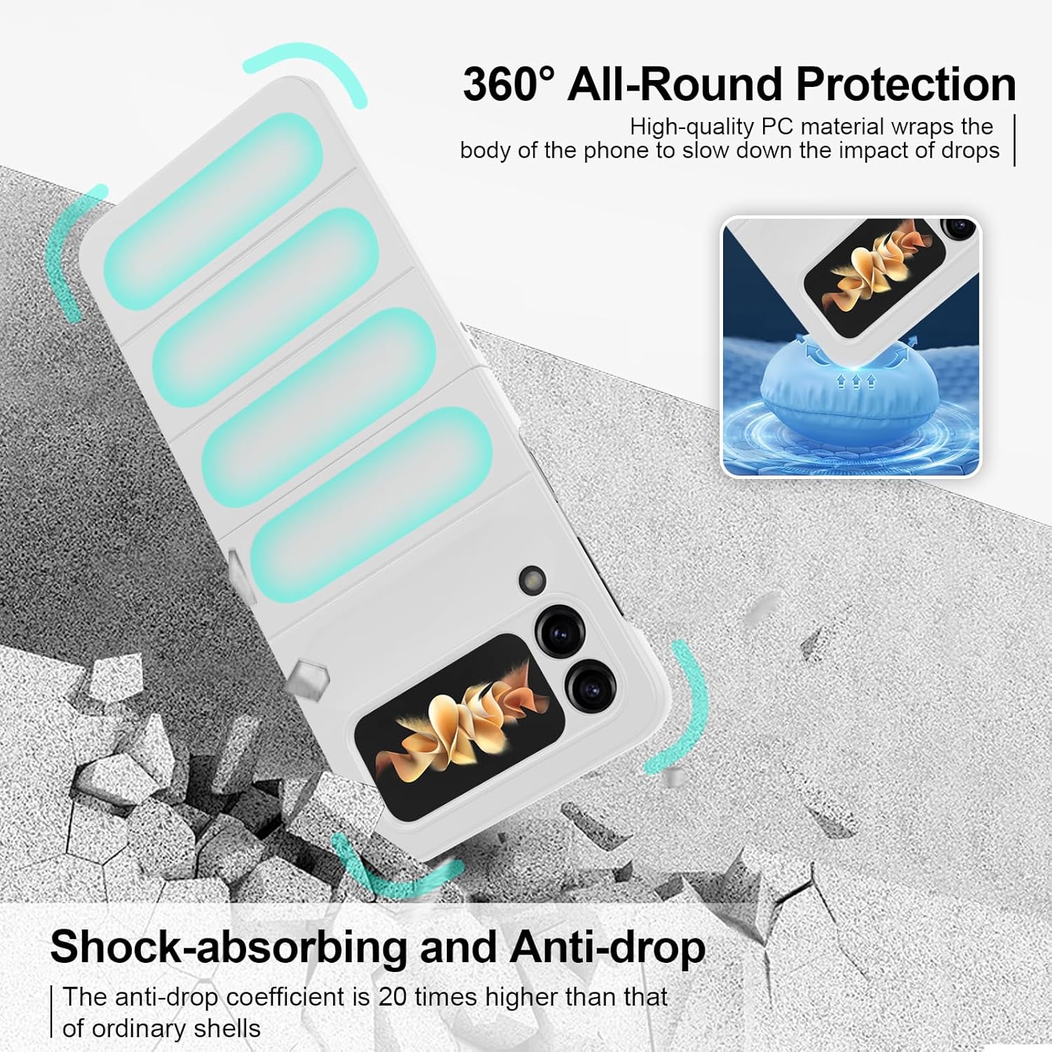 Case for Samsung Galaxy Z Flip 3, Hard PC Slim Fit Bumper Case, Anti-Scratch Shockproof Protective Phone Cover, White Samsung Galaxy Z Flip 3 White