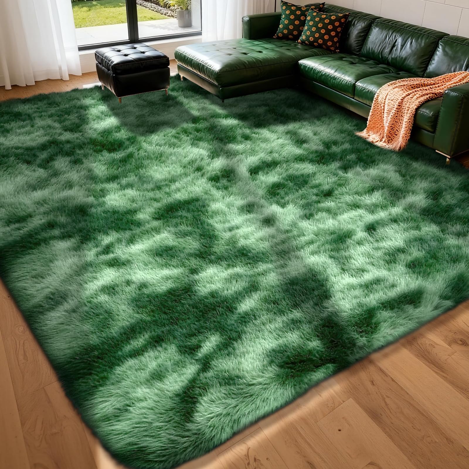 LNZHAO Room Living Rugs 120x180cm - Extra Large Shaggy Soft Fluffy Rug Area Carpet, Modern Tie-dye Carpet - Washable Rugs for Home Decor, Bedroom, Dorm, Kids Room Lounge Office, Green โ image 1