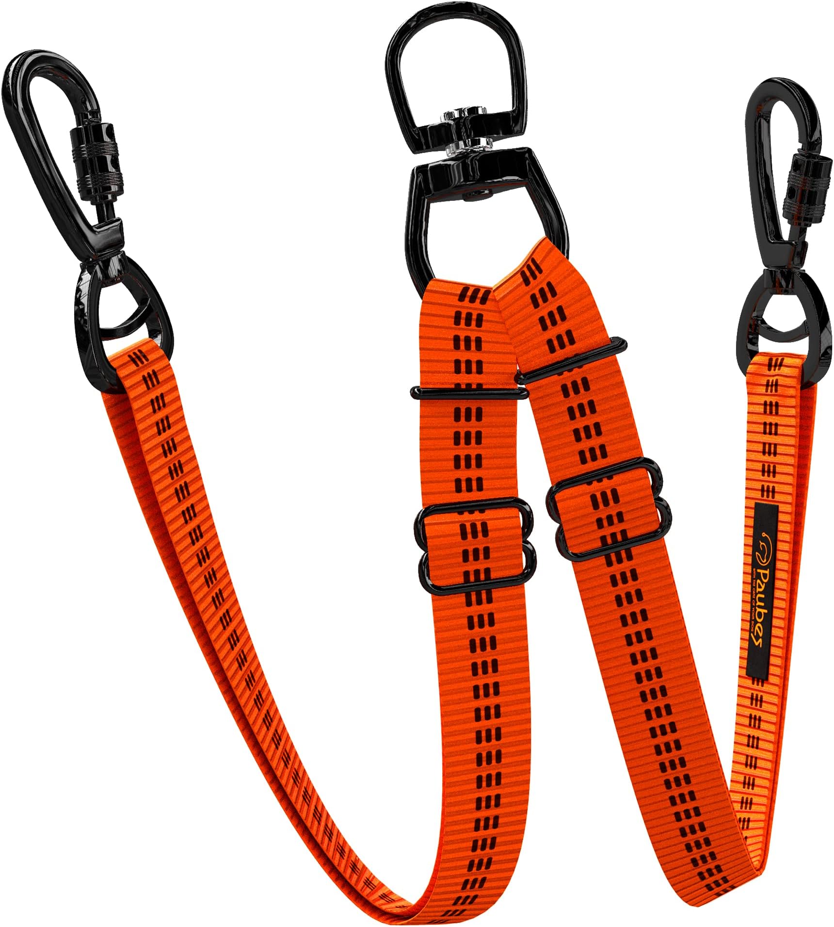 Double Dog Leash – Adjustable Length Long Leash for Dog Training – Dual Reflective Dog Leash with Non-Tangle Design – Heavy Duty Nylon and Metal Buckles – Ideal (Orange, Large)