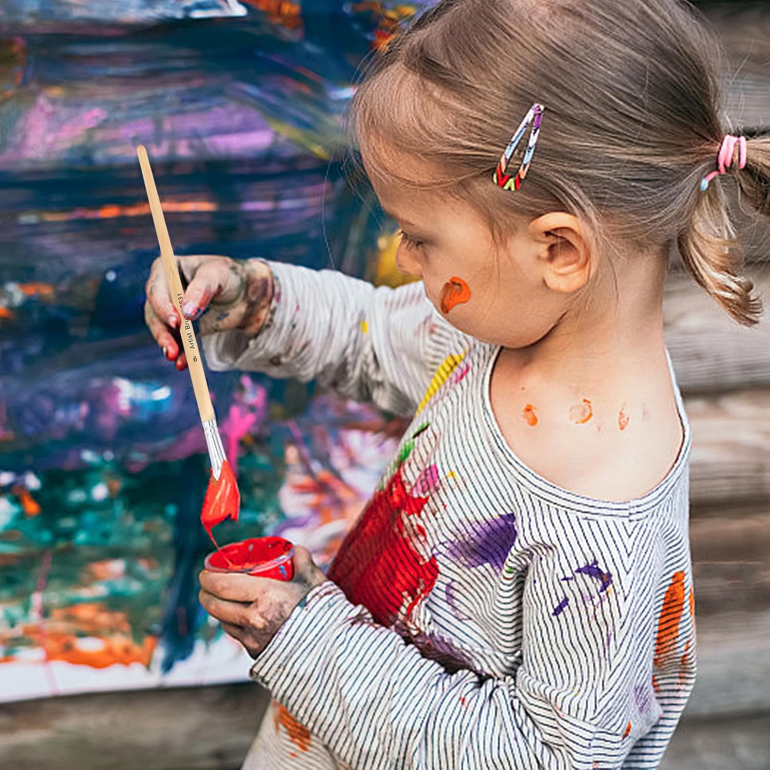 32-Piece Acrylic Paint Brush Set, Nylon Bristles, Birch Wood Handle, Artist Brushes for Watercolor, Oil, Gouache, DIY Crafts