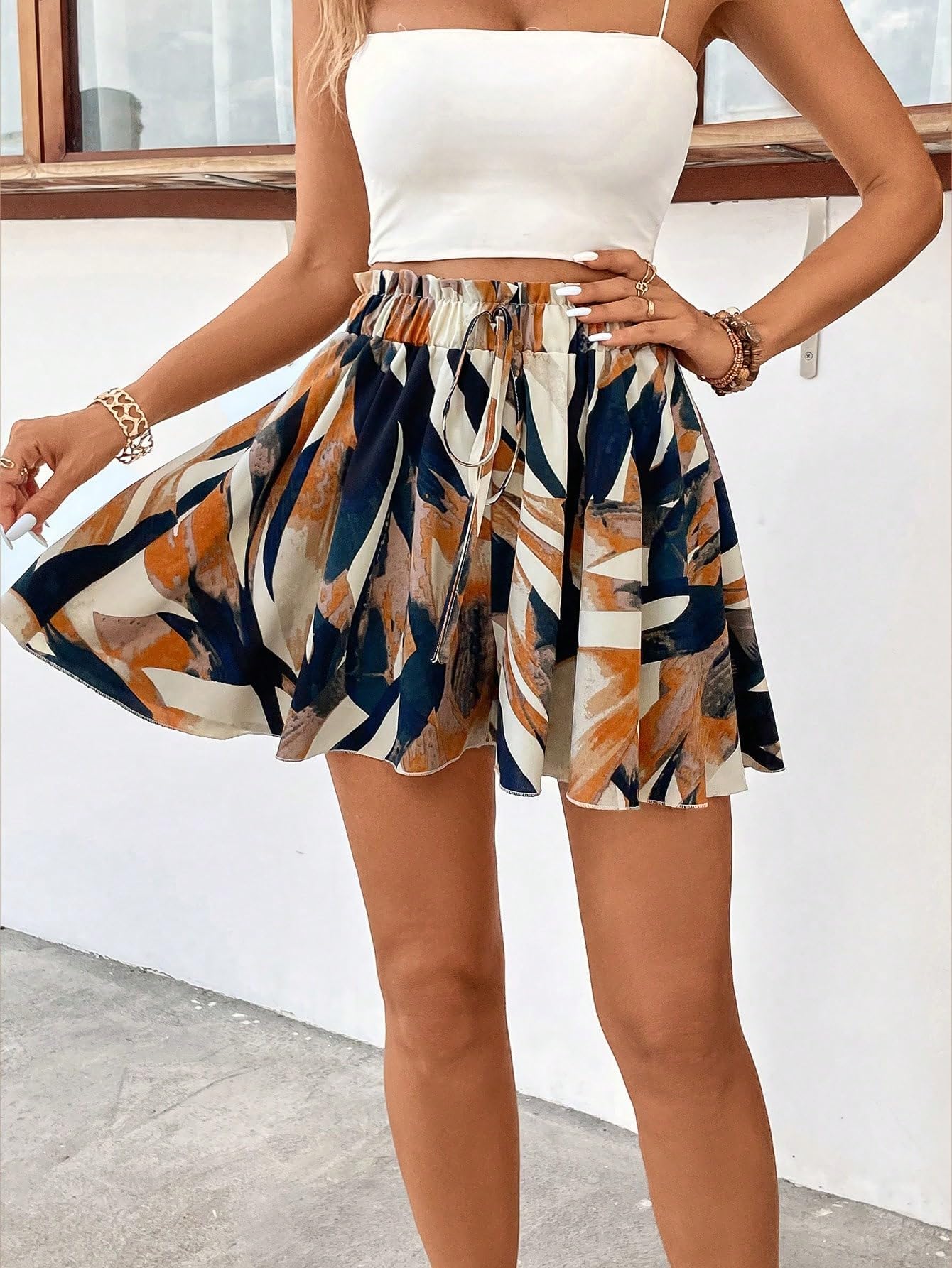 Short Femme Ete Décontracté Léger Pantalon Court Taille Haute Shorts Pantalon Jambes Larges Shorts et Bermudas Ample Fluide Chic Short