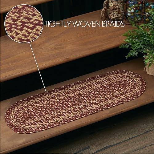 Miniatura 4 de VHC Brands Banda de rodadura ovalada primitiva de yute color burdeos con respaldo de látex antideslizante, 8.5 x 27 pulgadas