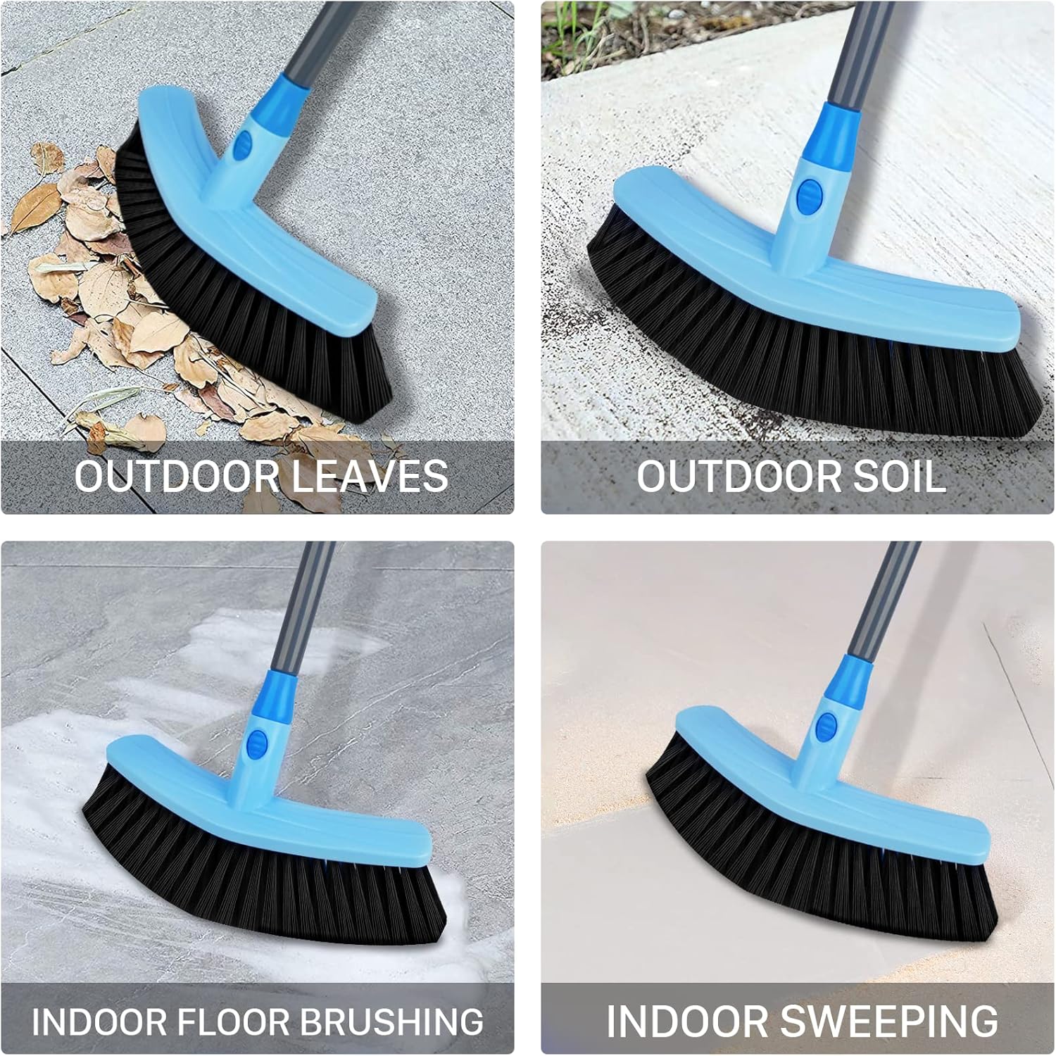 Heavy Duty Broom Outdoor Push Angle Brooms Indoor Floor Cleaning Commercial Industrial Household Dense Stiff Bristles Sweeping Outside Shop Courtyard Garage Lobby Mall Market Office Room Home Kitchen : Health & Household