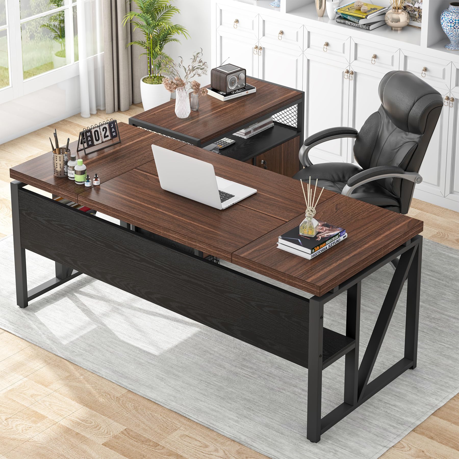 Tribesigns 63 Desk with File Cabinet