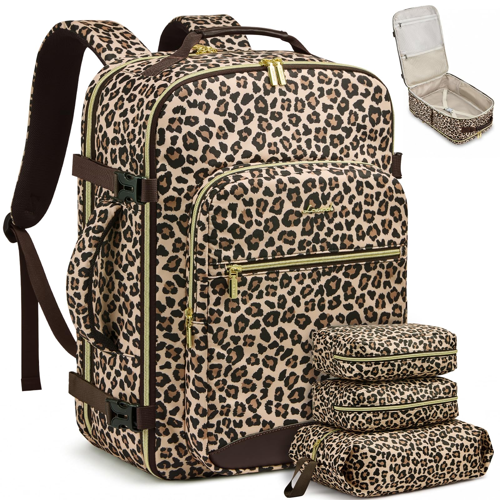 LOVEVOOK 50L Travel Backpack Flight Approved Carry on Backpack,3 Packing Cubes,Waterproof Personal Item Travel Bag,TSA Carry on Luggage Suitcase Travel Essentials,Gifts for Women &amp; Men,fits 18" Laptop