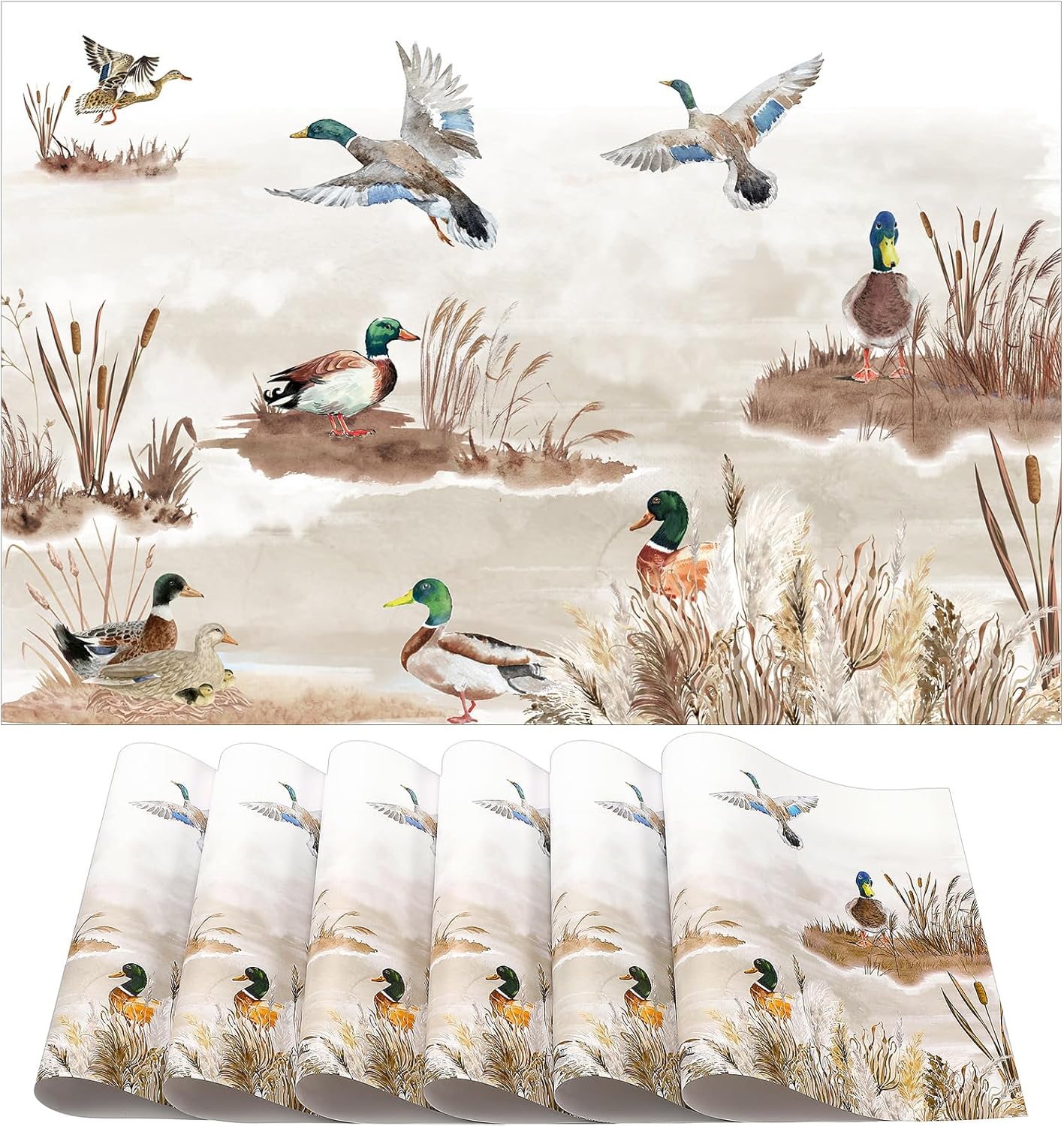 Tinlade 100 Sheets One Lucky Duck Birthday Decorations Paper Placemats 11 X 16 in Mallard Duck Decor for Hunting Party and Baby Shower Decorations