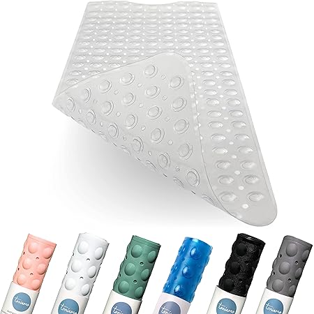 Badewannenmatte 40x100 Cm Grau - Antirutsch Mit Saugnäpfen & Abflusslöchern