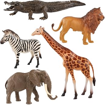 Idena 40388 Toy Figures Set 5 Plastic Zoo Animals Each Approx. 10 cm Tall Animal Figures for Children from 3 Years
