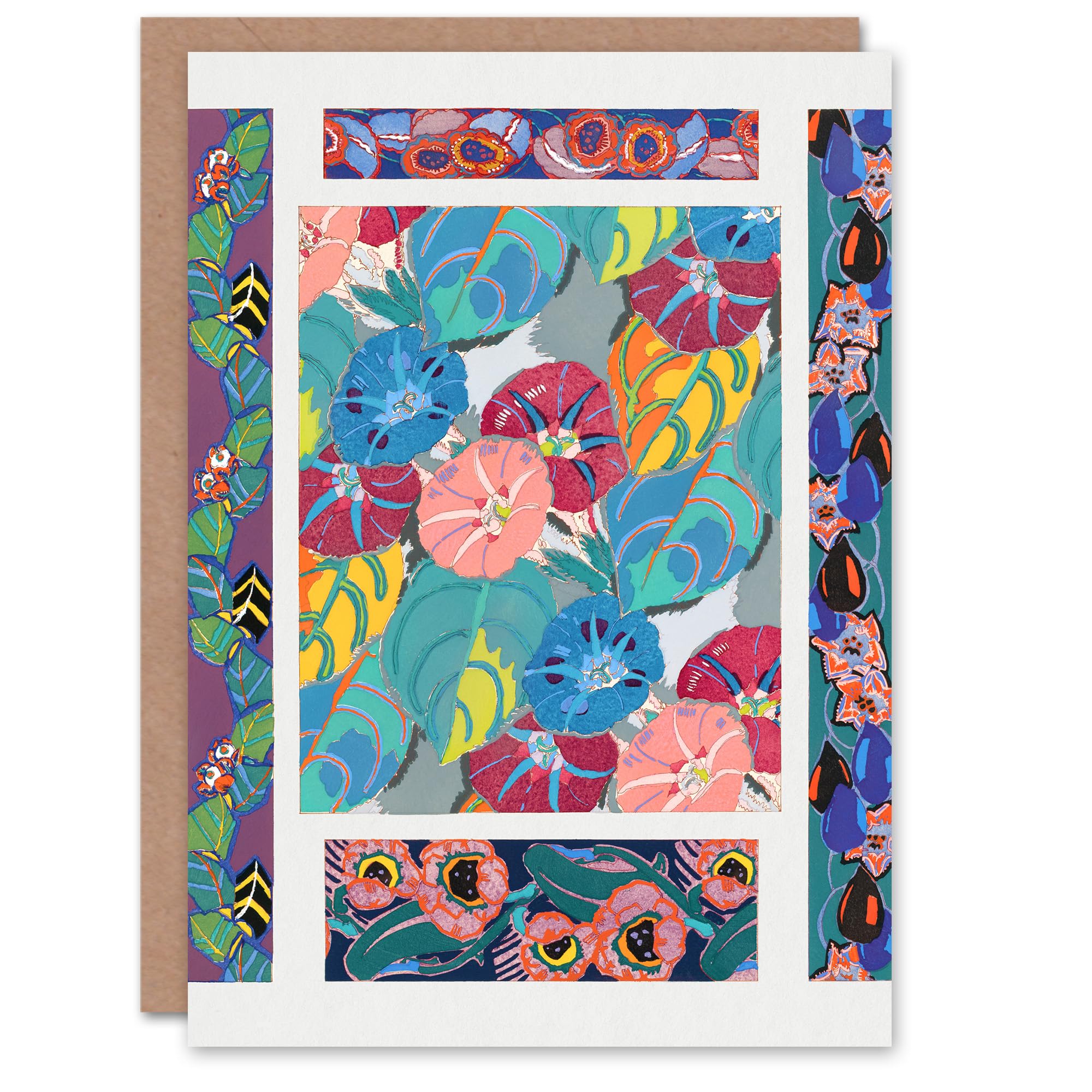 Artery8 Edouard Benedictus Art Card Vibrant Vintage Flower Pattern