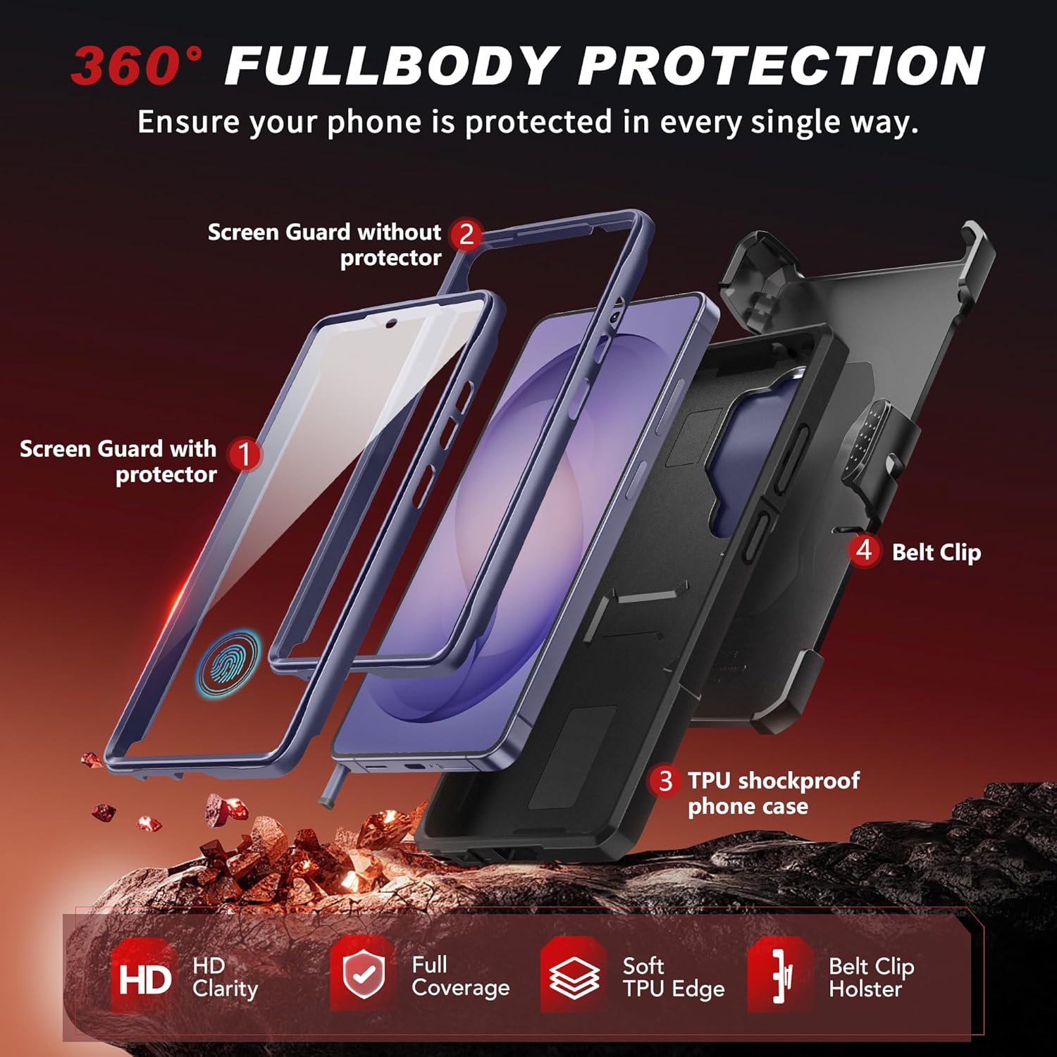 TONGATE Magnetic Stand for Samsung Galaxy S26 Ultra Case, Compatible with Magsafe, [Camera Cover & 2 Front Frames][Military Drop Protection] S26 Ultra Case Built-in Screen Protector & Belt Clip,Cobalt