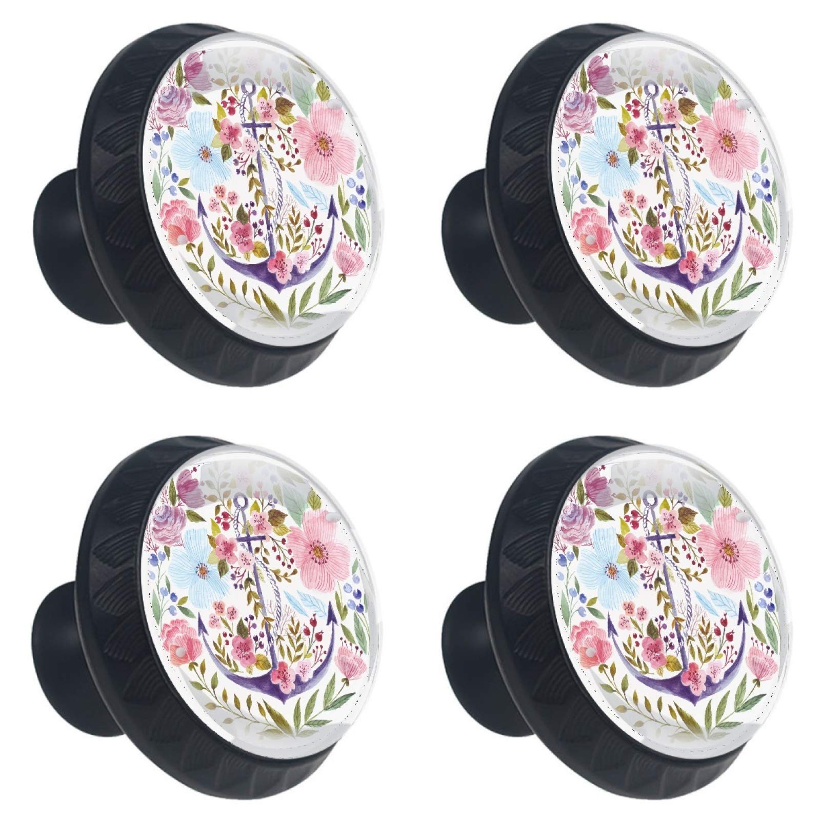 Boutons de placard en verre et motif floral 30 mm au design raffiné de prestige