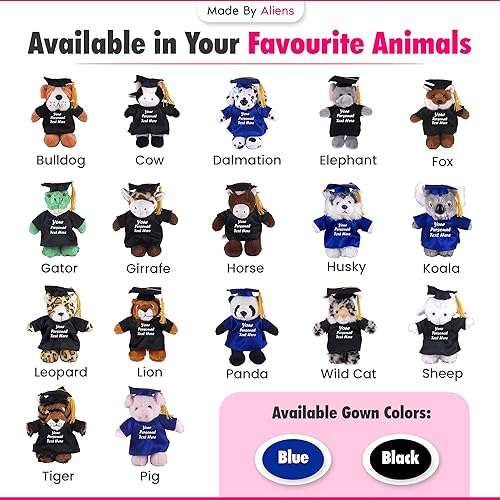 Miniatura 6 de Hecho por Aliens juguetes de peluche de peluche de 8.0in, regalo para día de graduación, texto personalizado, nombre o logotipo de tu escuela en el