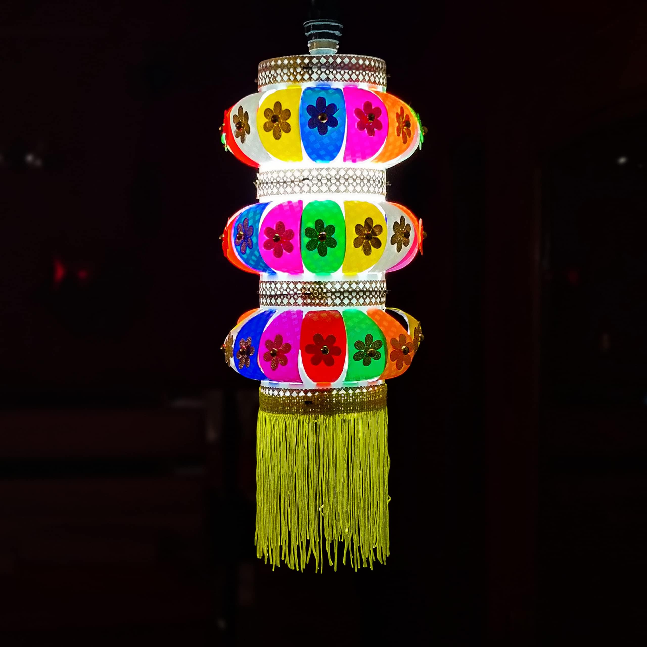 ALILA Akash Hanging Lantern Kandil for Diwali Balcony Lamp Shade Jhumar Home Living Room Diwali Xmas Christmas Decor Decoration, (Self Assembly - DIY: DO IT Yourself), Multicolor
