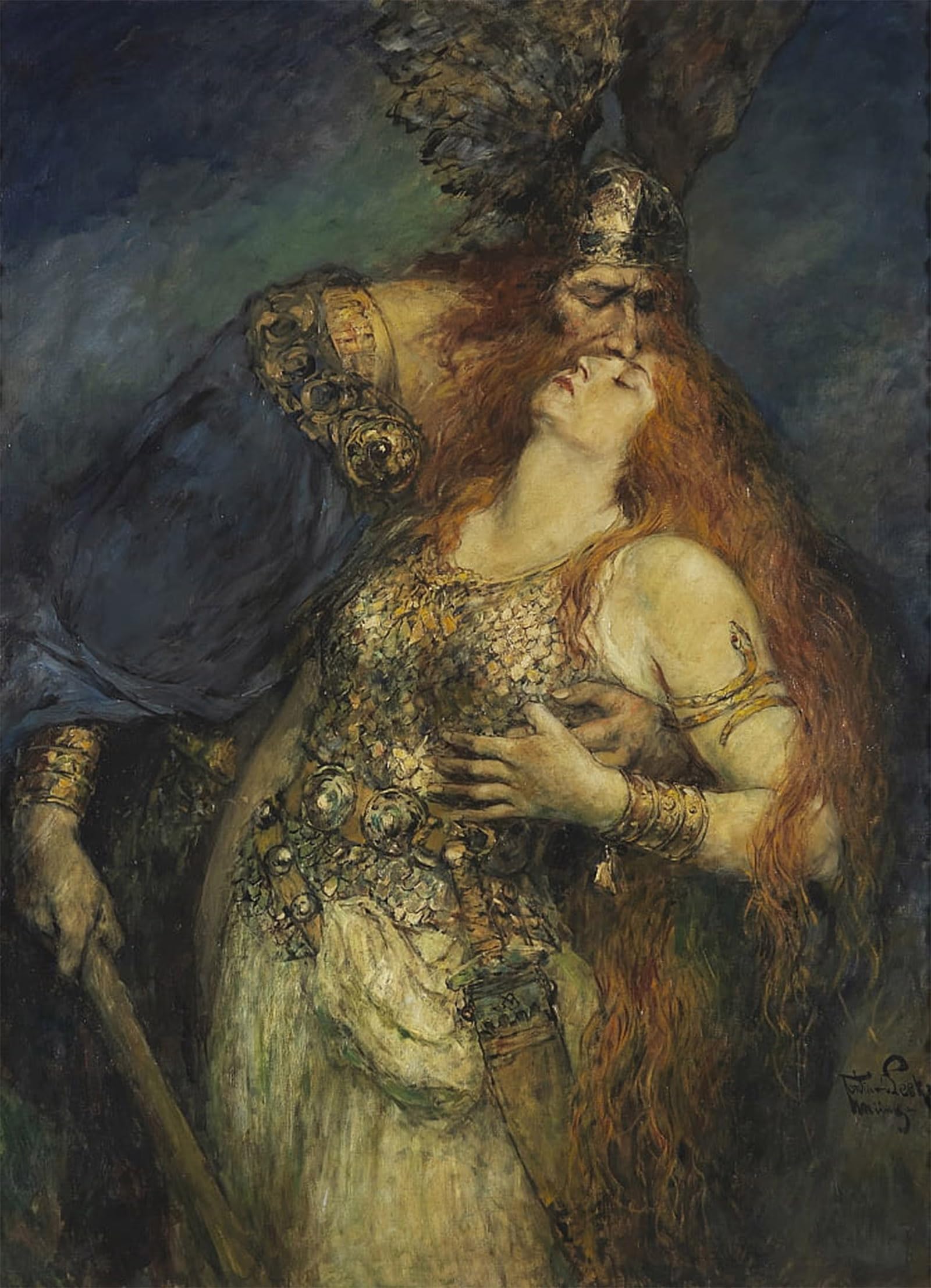 SERENDIPITP Vintage Wall Art Canvas Nordic Poster Canvas Print Picture Wotan's Farewell to Brunhilde by Ferdinand Laeeke Wall Art Poster for Home Decor 60x90cm