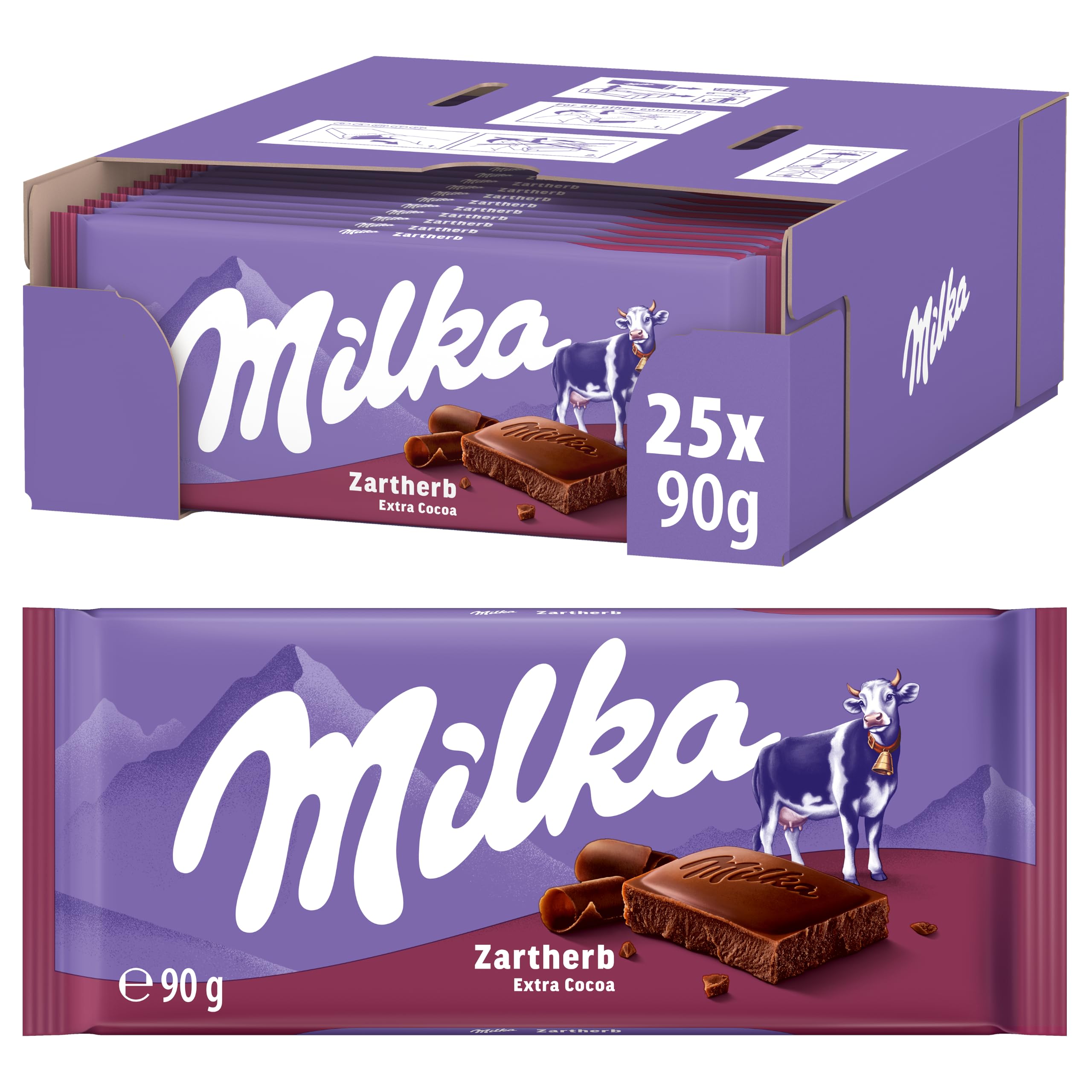 Milka Zartherb, Tafelschokolade, 90 g (25er-Pack)