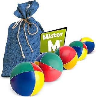 | 5 Juggling Balls in Beige Jute Bag | Easy to Grip | Waterproof Coating and eco-Friendly Padding | Suitable for Beginners and Professionals | with app and Online Video Tutorial