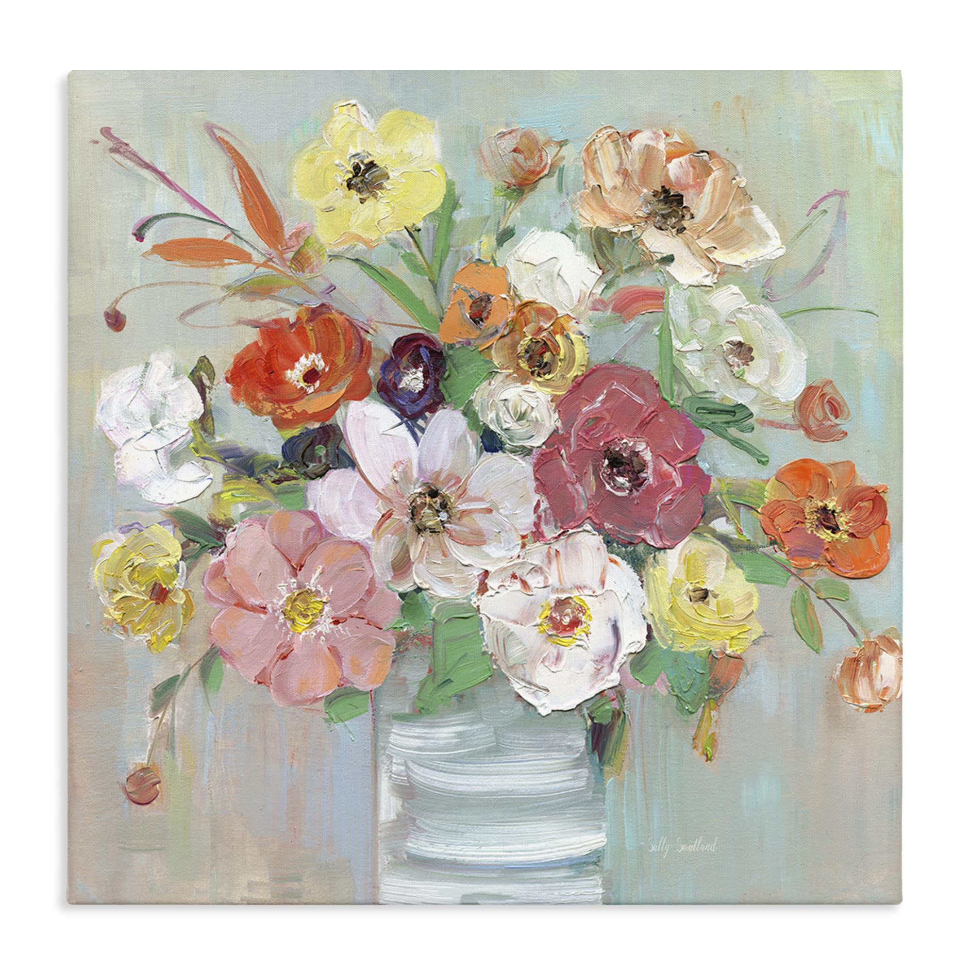 Stupell Industries 'Energetic Blossom Bouquet', Canvas Art, 17 x 17 Inches, Easy to Hang and Sturdy, Made in USA, by Sally Swatland