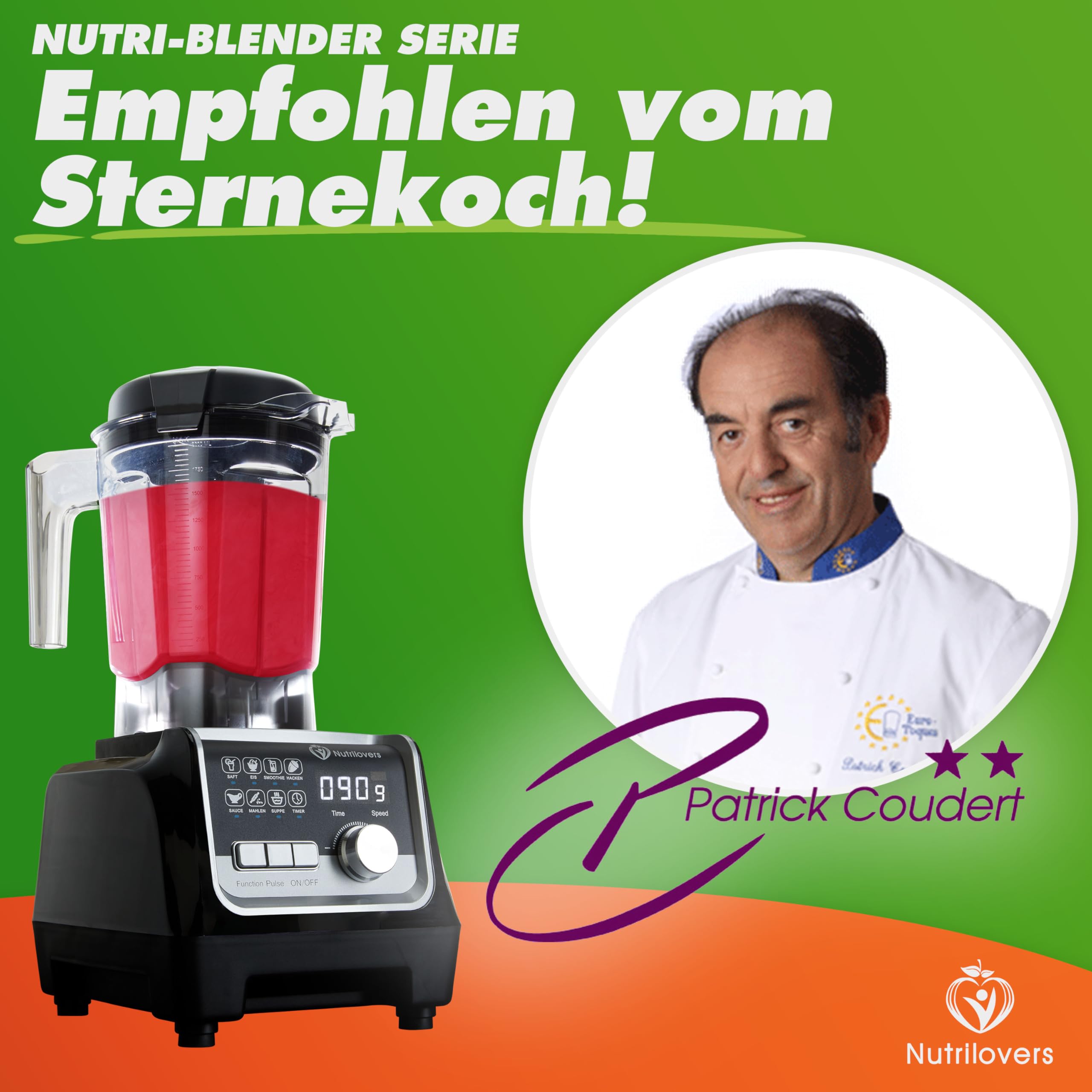 NUTRI-BLENDER MAX+ Mélangeur haute performance 2000 W, professionnel - 2 L, Tritan, sans BPA, 9 niveaux, minuterie numérique avec livre de recettes