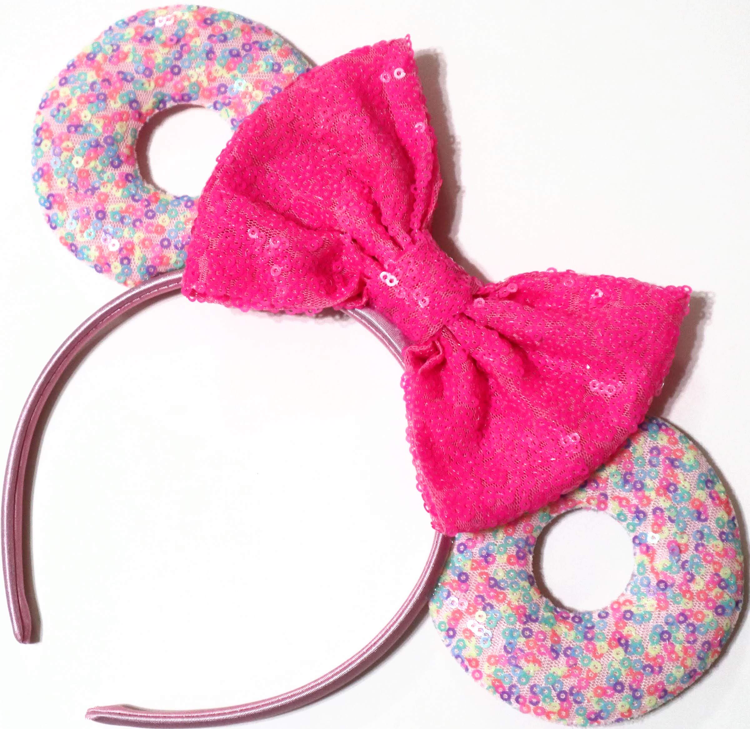 CLGIFT Donut Mouse Ears, Pick your color, Iridescent Mouse Ears, Donut Inspired Mouse ears, Rainbow Sparkle Mouse Ears