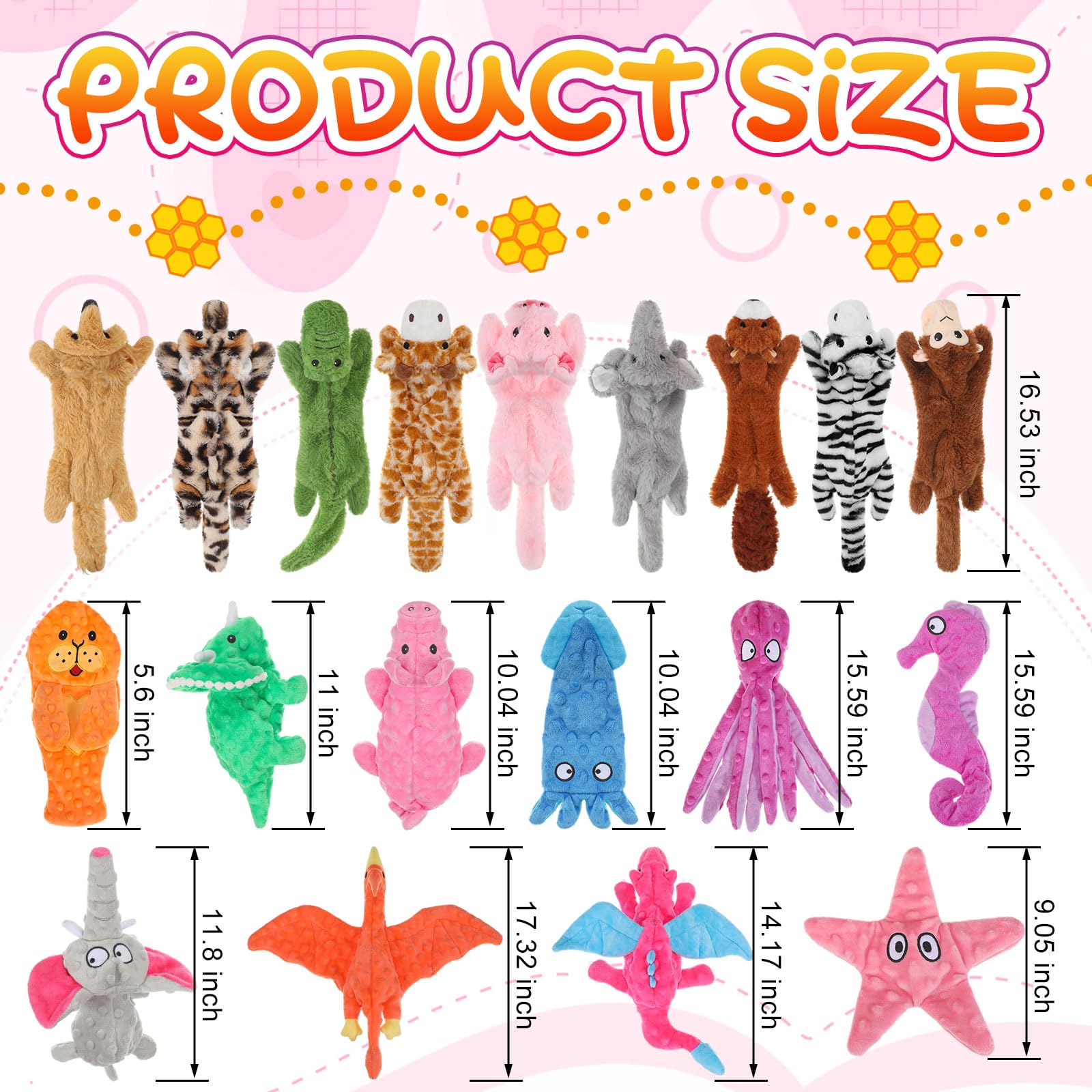 Outus 20 juguetes chirriantes para perros a granel sin relleno para masticadores agresivos, juguetes arrugados para perros, juguetes chirriantes para dentición, juguetes de peluche para perros