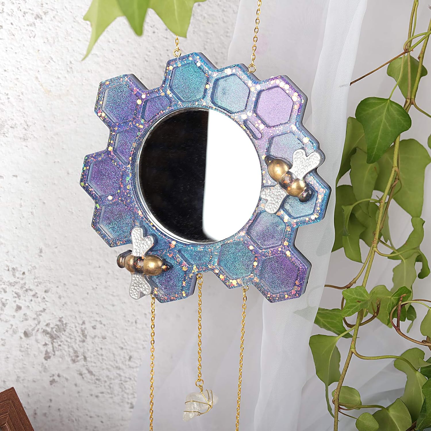 Let's Resin 2PCS Mirror Epoxy Resin Mold,Small Tray Molds for Resin,Silicone Resin Molds with 6PCS Mirror for Decoration,Jewelry Storage,Flower Pot Mat