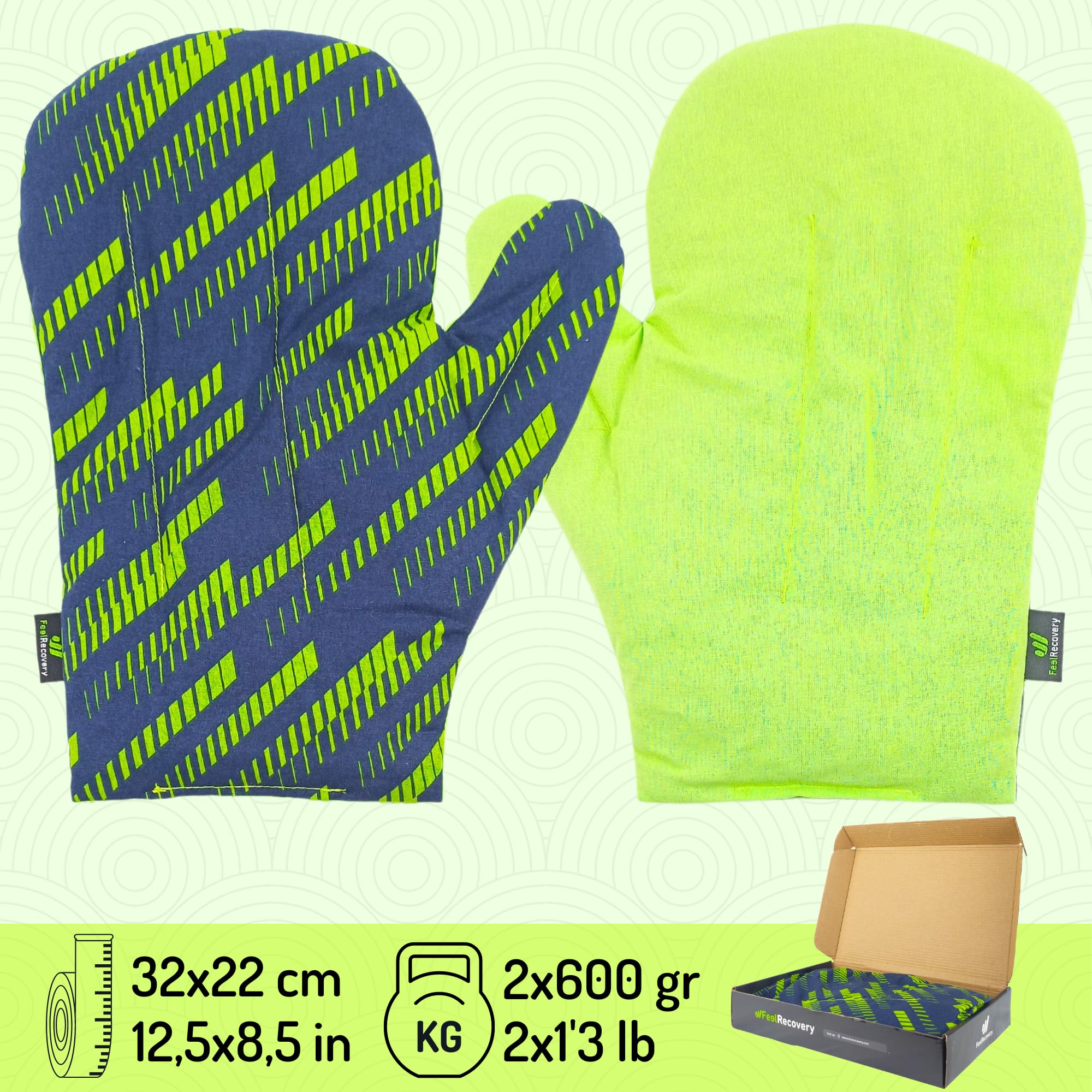 Set 2 Manoplas: Guantes Artritis para Calentar en Microondas (Talla Única) - Mitones de Semillas Artrosis Reumatoide y Túnel Carpiano con Tela de Algodón 100% y Olor a Lavanda (Sport)