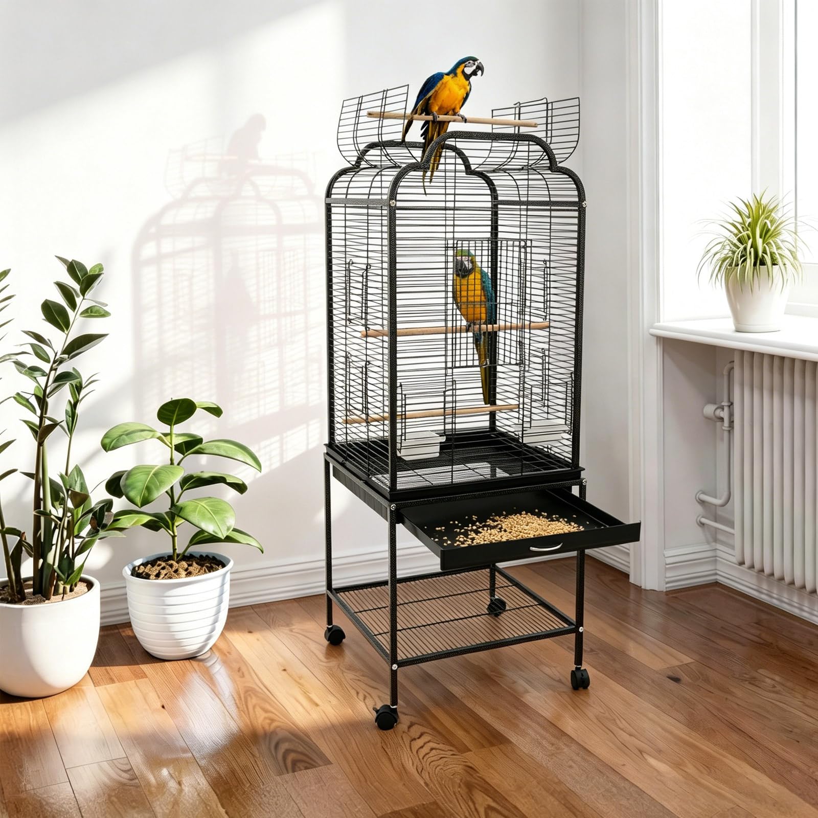 Vogelkäfig Vogelspielzeug Großer Vogelhaus 48x46x134cm | Vogelvoliere Metall Vogelbauer Käfig Vogel Wellensittichkäfig, Käfigspielzeug für Nymphensittiche, Finken, Papageien-Käfig