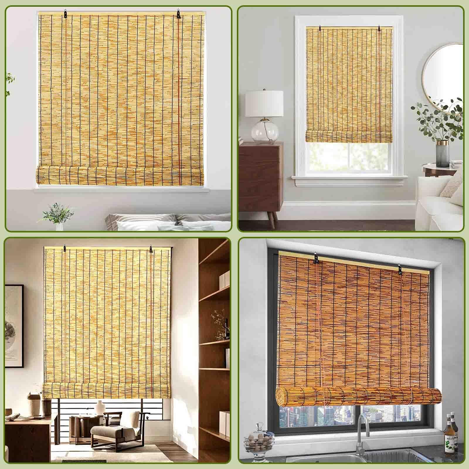 Tende In Bambu Da Esterno 120x250 150x210 150x310cm Tenda Di Bambù Privacy Tende Di Canna Tenda In Midollino Con Sollevatore Facile Da Installare Per Verande Gazebo(Natural Black,W120 x L230 cm)