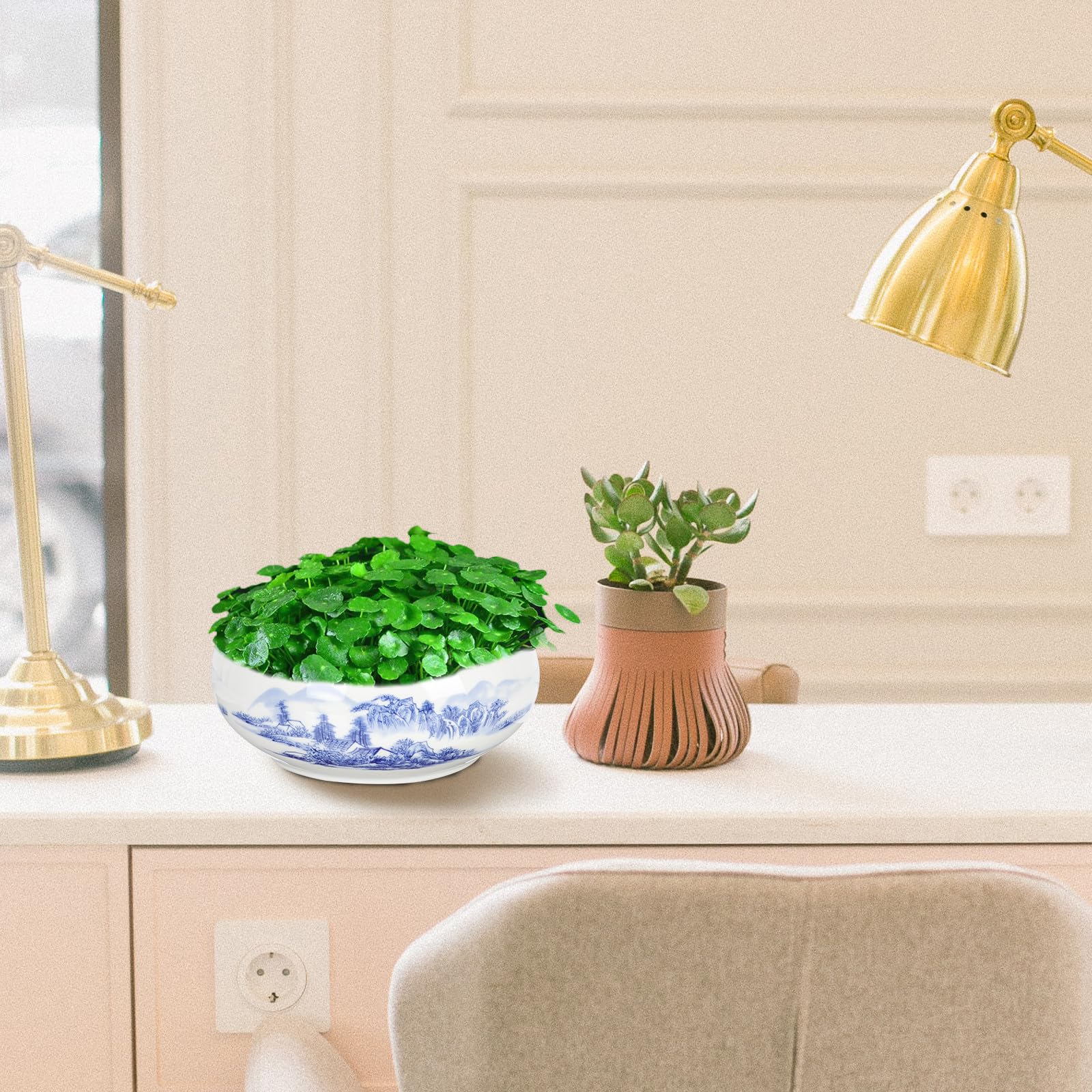 Luxshiny Pot de Fleurs Moderne en Céramique Décorative pour Plantes Succulentes et Fleurs, Design Artistique et Lumineux pour Salon Cuisine Plusieurs Styles