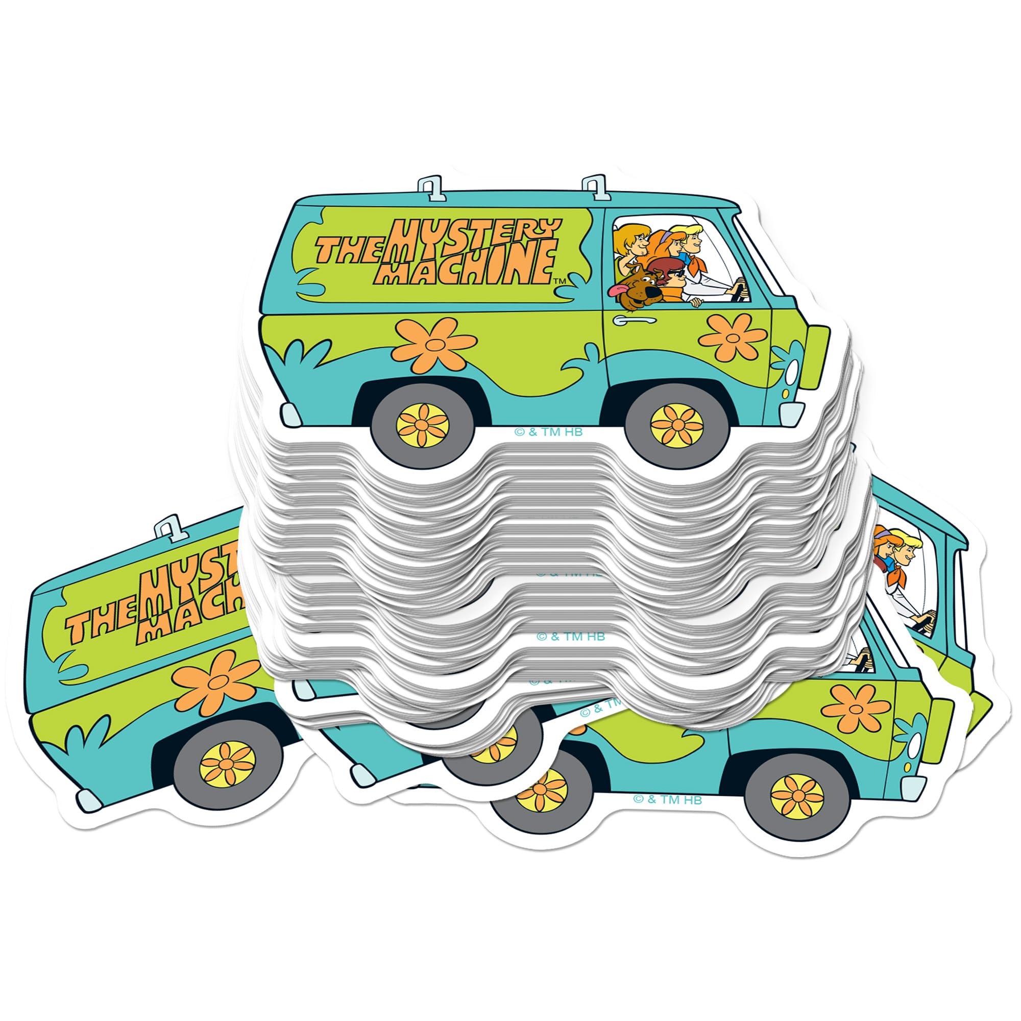 Scooby-Doo Mystery Machine Sticker Pack – 100-Count Die-Cut Large Deluxe Vinyl Stickers for Laptop, Water Bottle, Scrapbooking, Tablet, Indoor &