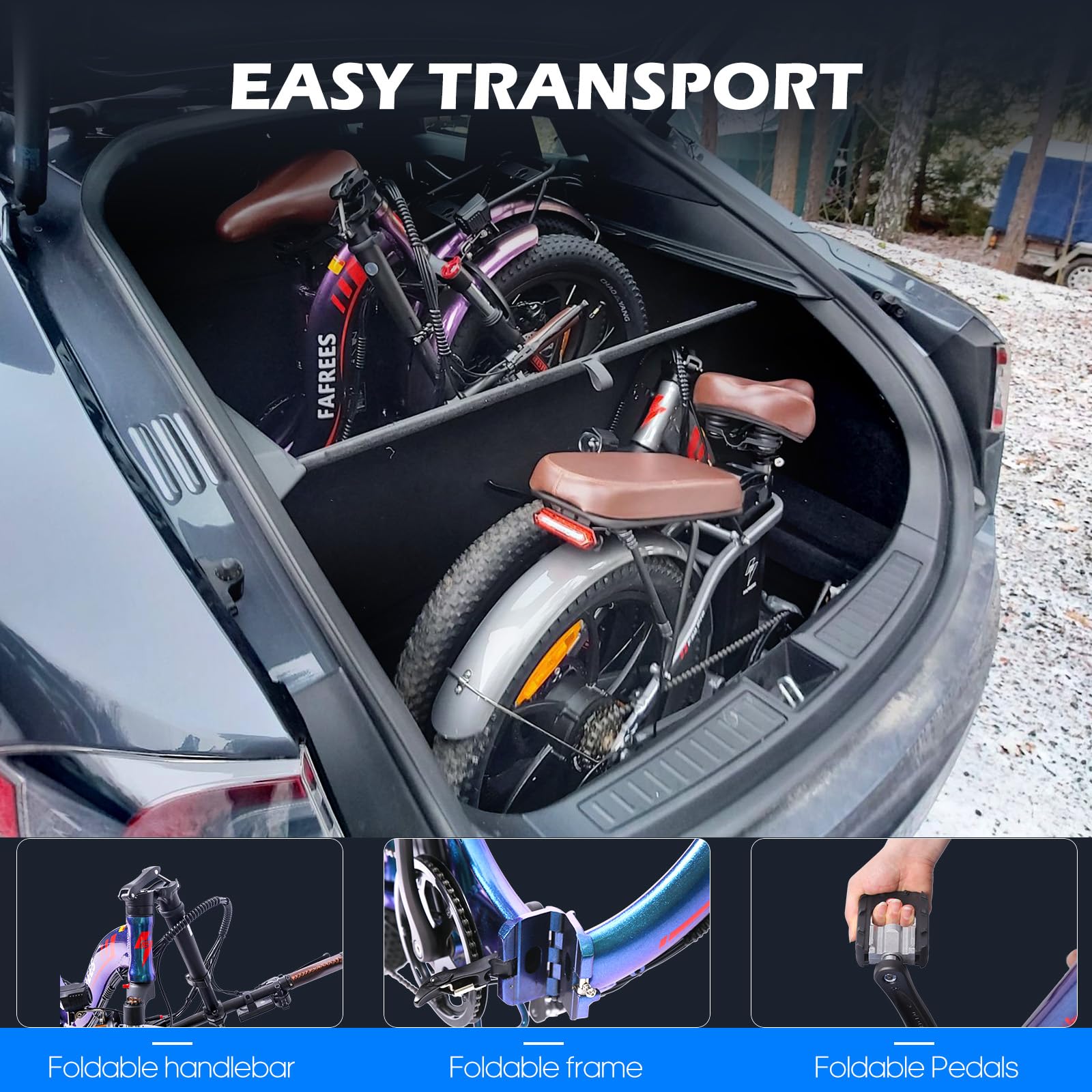 Vélo électrique Pliant pour Adultes, VTT électrique à Gros pneus de 20 Pouces avec Batterie Amovible 36 V 18 Ah, autonomie de 70 à 150 km, Design Compact pour Hommes et Femmes