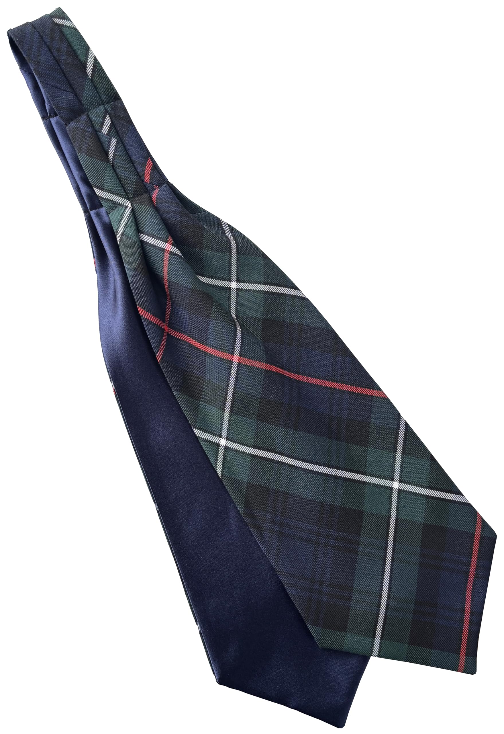 Great British Tie Club Men's Navy Blue, Green, Red, White Mackenzie Tartan Ascot Cravat
