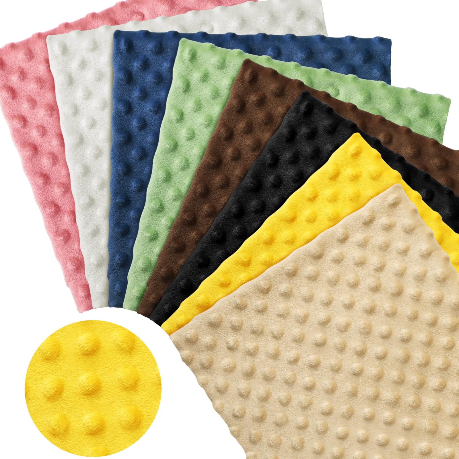 Dansydaisy 8 Pcs Minky Dot Quilting Fabric Squares 20 x 20 Inch Fuzzy Soft Fleece Fabric by The Yard Multicolor Patchwork Bundle for DIY Crafts Cloths Hndmade Sewing