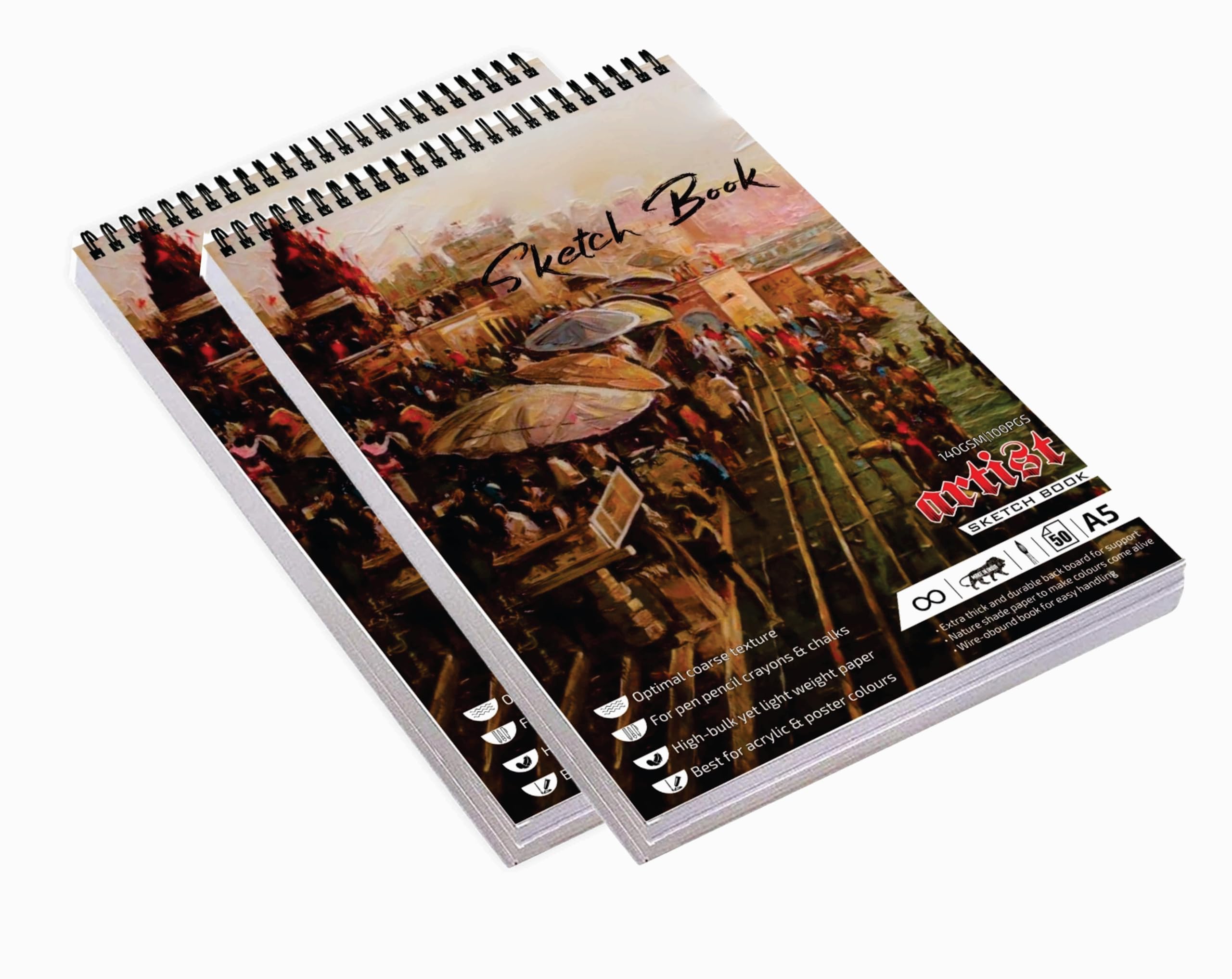 VARIETY CANVAS 2 Pieces 50 Sheet A5 Sketchbook Set | Top Spiral-Bound Sketchpad for Artists | Sketching and Drawing Acid Free Paper, for Doodling | Artist Oxfort Sketch Book (Mix) (B0CQRHMJCF) Amazon Price History, Amazon Price Tracker