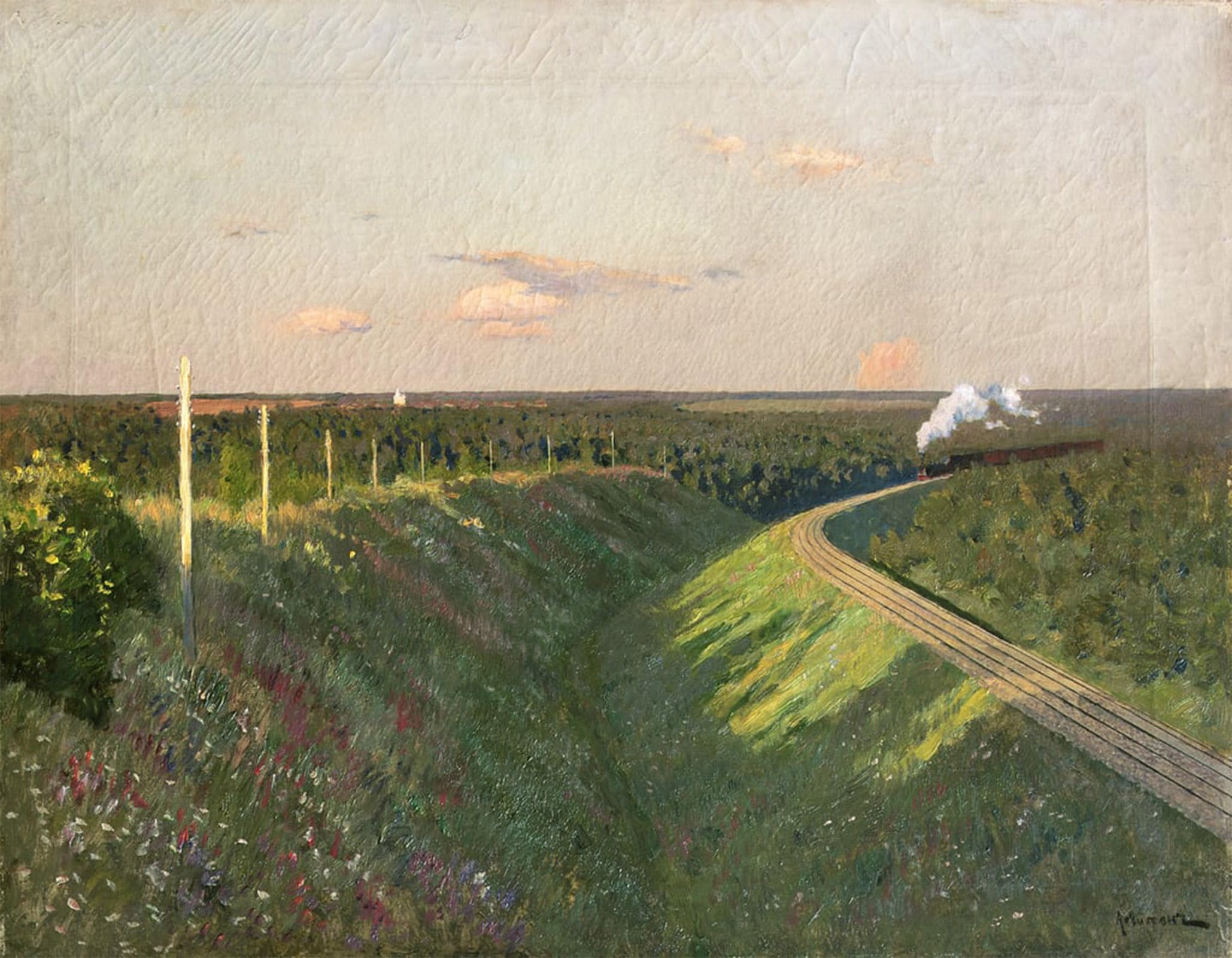 SERENDIPITP Vintage Picture Print on Canvas Wall Art Poster a Train on Its Journey by Isaak Ilyich Levitan Artwork Print Poster for Wall Decor 60x90cm