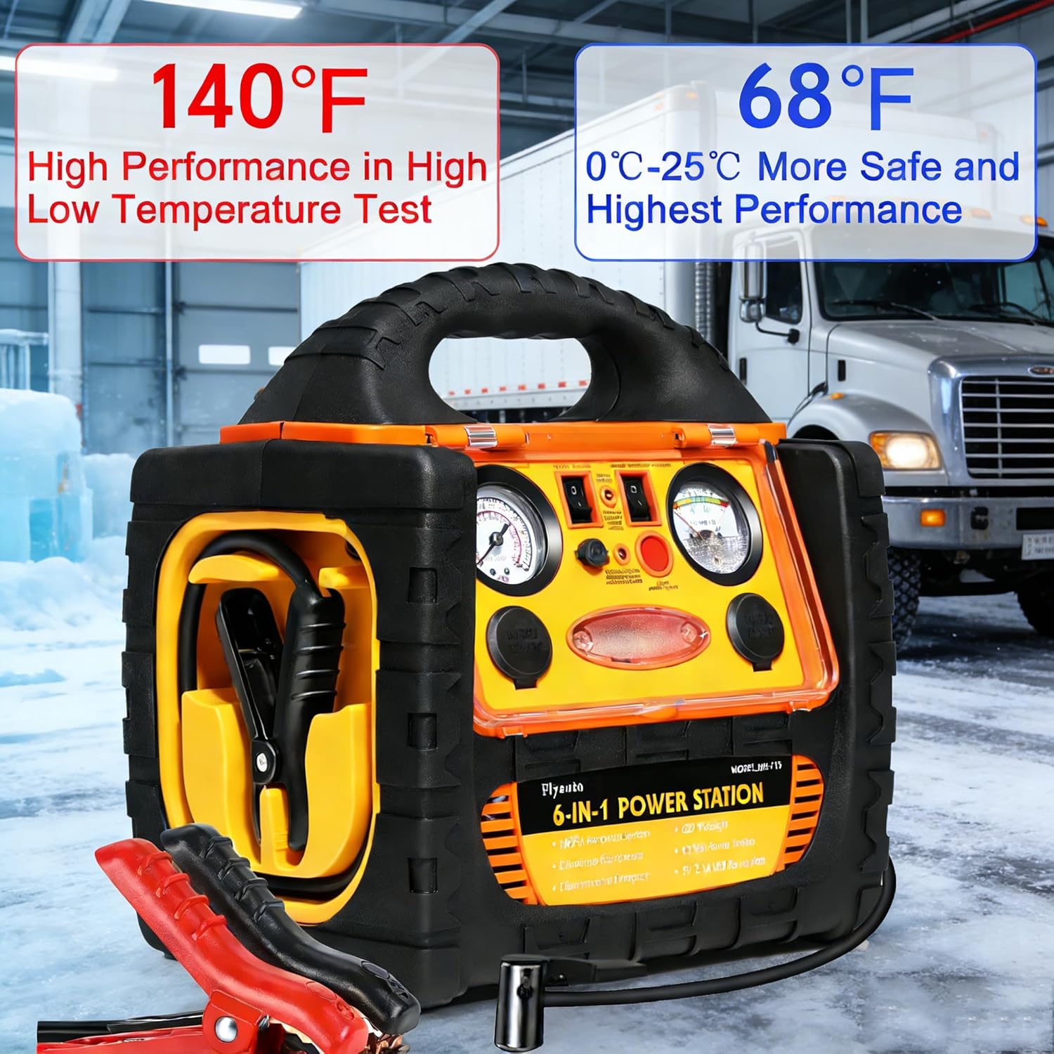 6 in 1 Jump Starter for Up to 8.5L Gas or 8.0L Diesel Engine,Upgraded 2200 Peak Amp 12V Auto Battery Car Starter with Air Compressor 150 PSI Tire Inflator,400 Watt Inverter AC/DC/USB Outlets (2200A) - Image 6