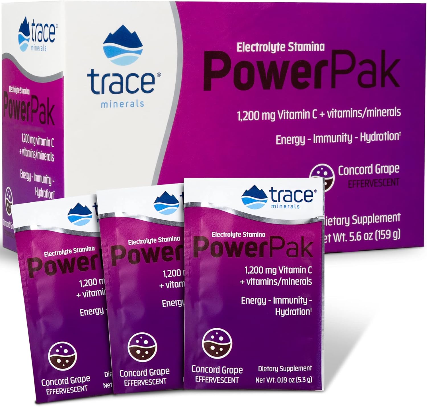 Trace Minerals – Power Pak (Acai Berry) | Electrolyte Powder Packets with Vitamin C & Zinc | Powerful Hydration, Immune, Stamina & Energy Support with Essential Vitamins & Minerals (30 Packets) : Health & Household